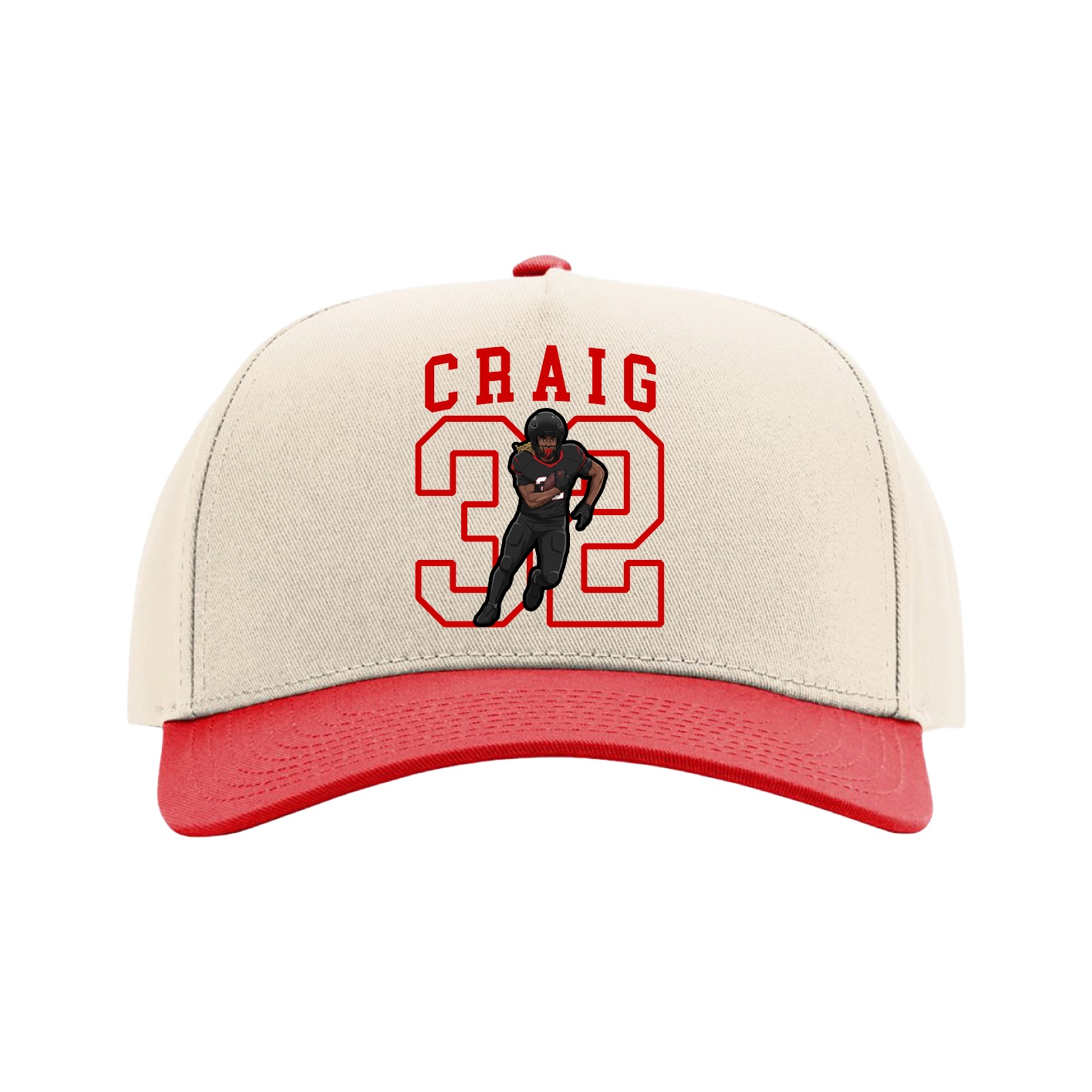 Full Fabric Five-Panel Champ Cap — Shirsey in Cream/Red