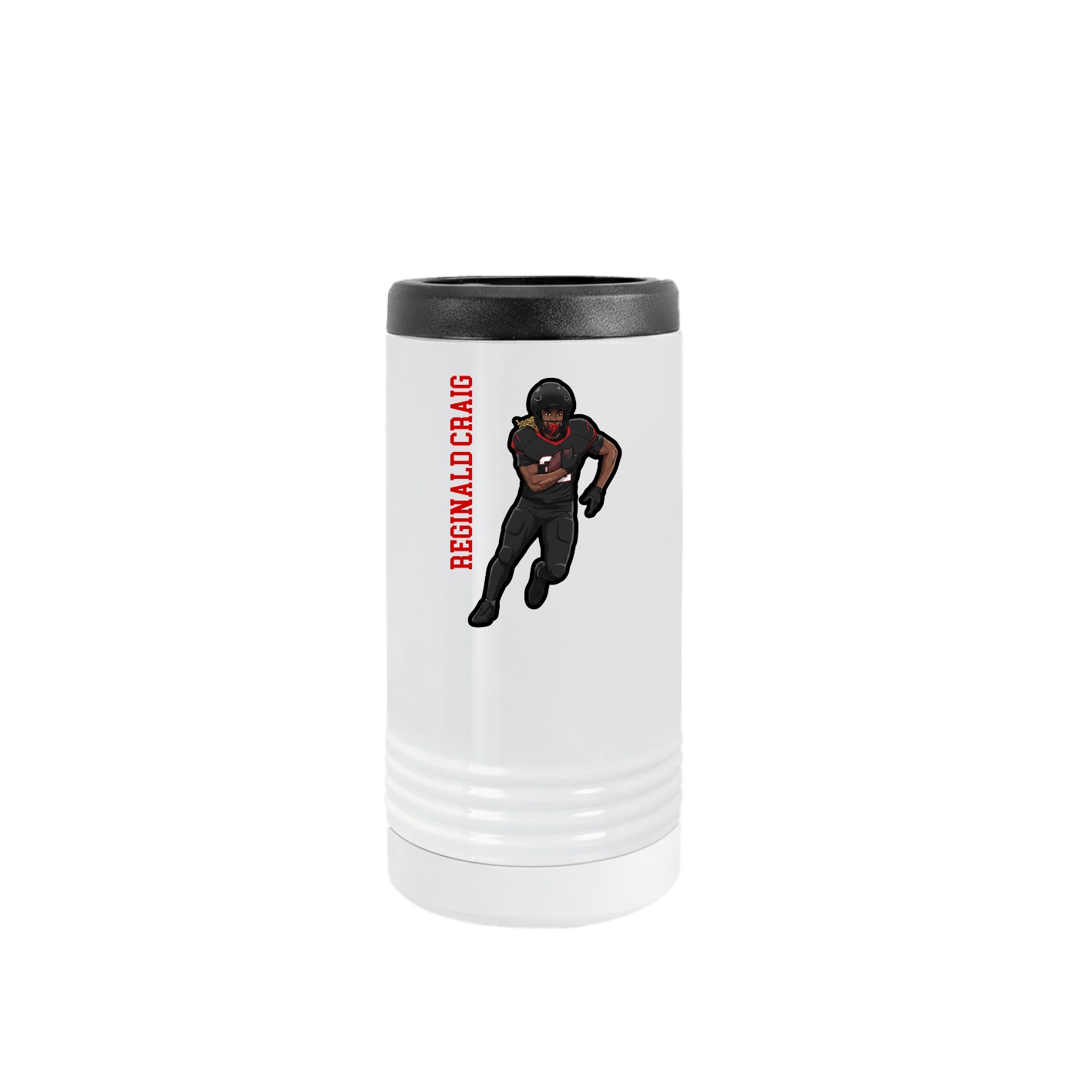 Slim Beverage Holder — Name Vertical in White