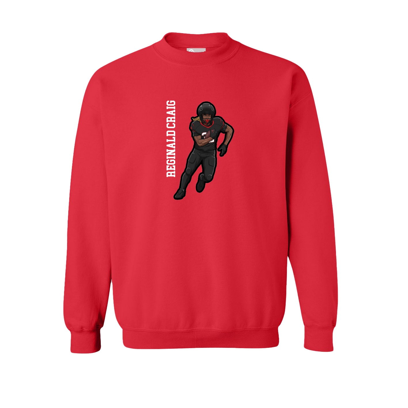 Fleece Crew — Name Vertical in Red