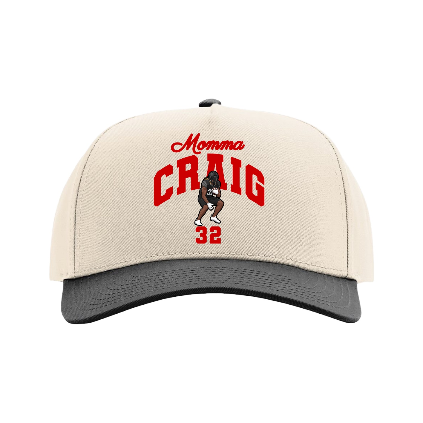 Full Fabric Five-Panel Champ Cap — Mothers Day Arch in Cream/Black