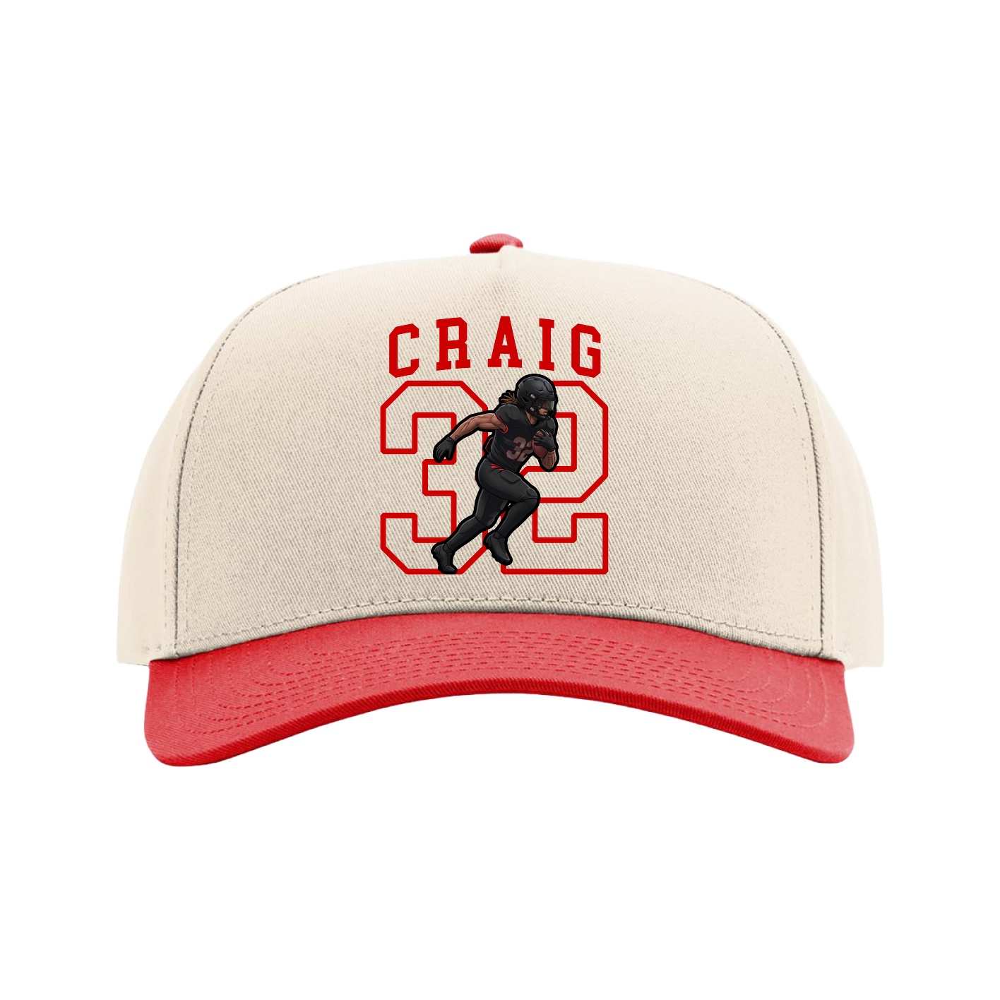 Full Fabric Five-Panel Champ Cap — Shirsey in Cream/Red