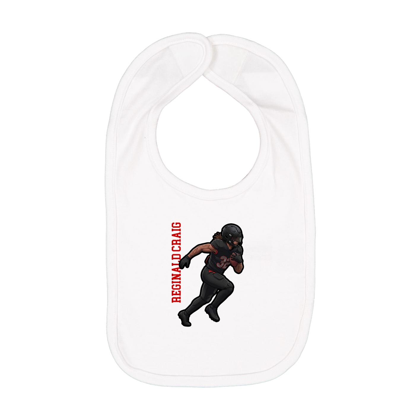 Infant Bib — Name Vertical in White