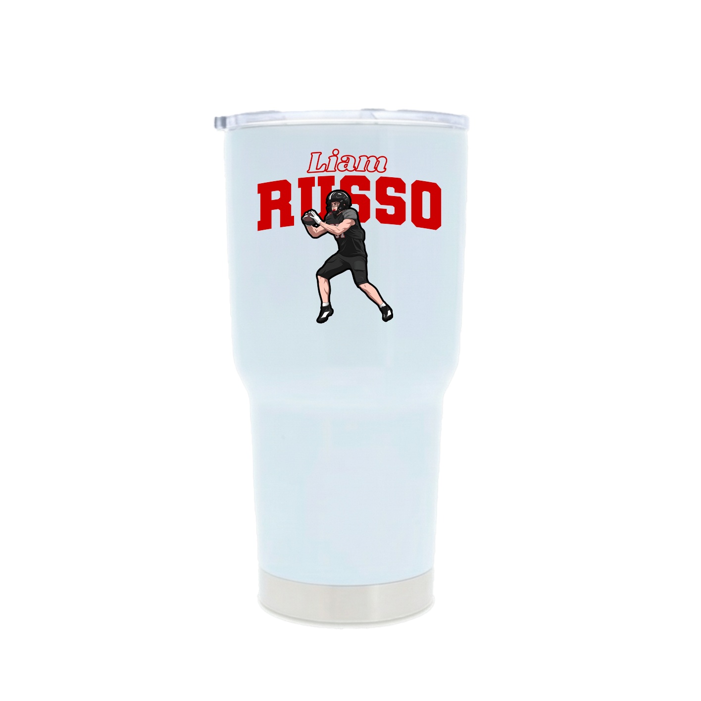 30oz Stainless Steel Tumbler — Name Arch in White