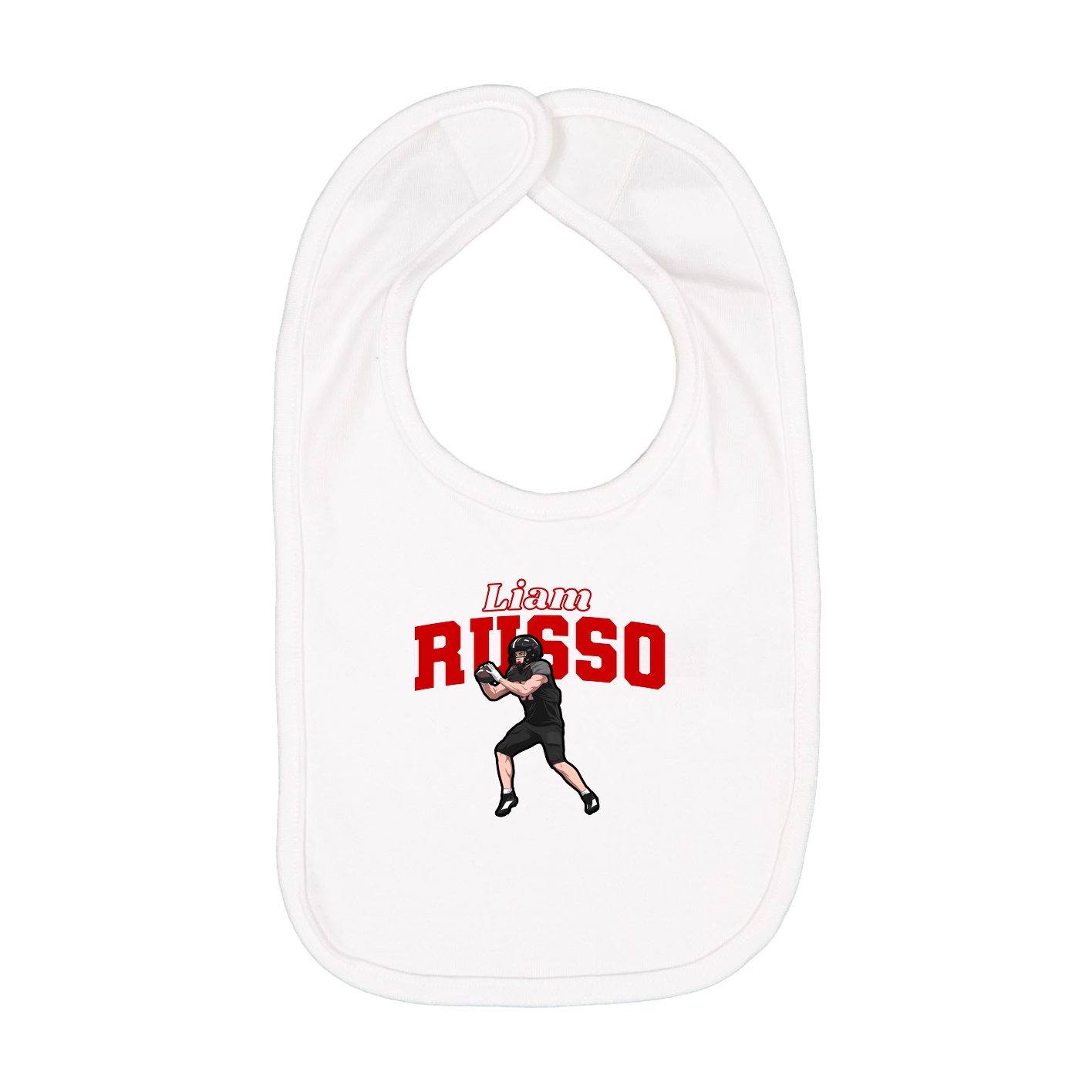 Infant Bib — Name Arch in White