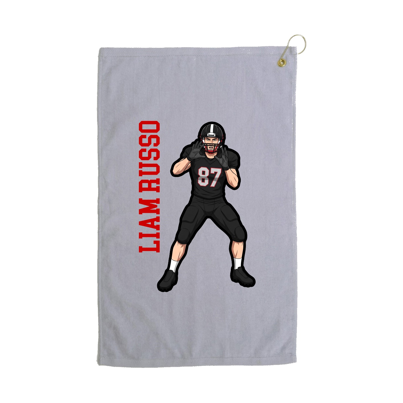 Golf Towel — Name Vertical in Grey
