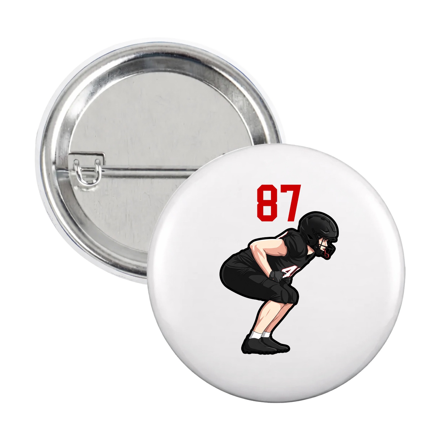 Game Day Button — Number Top in White