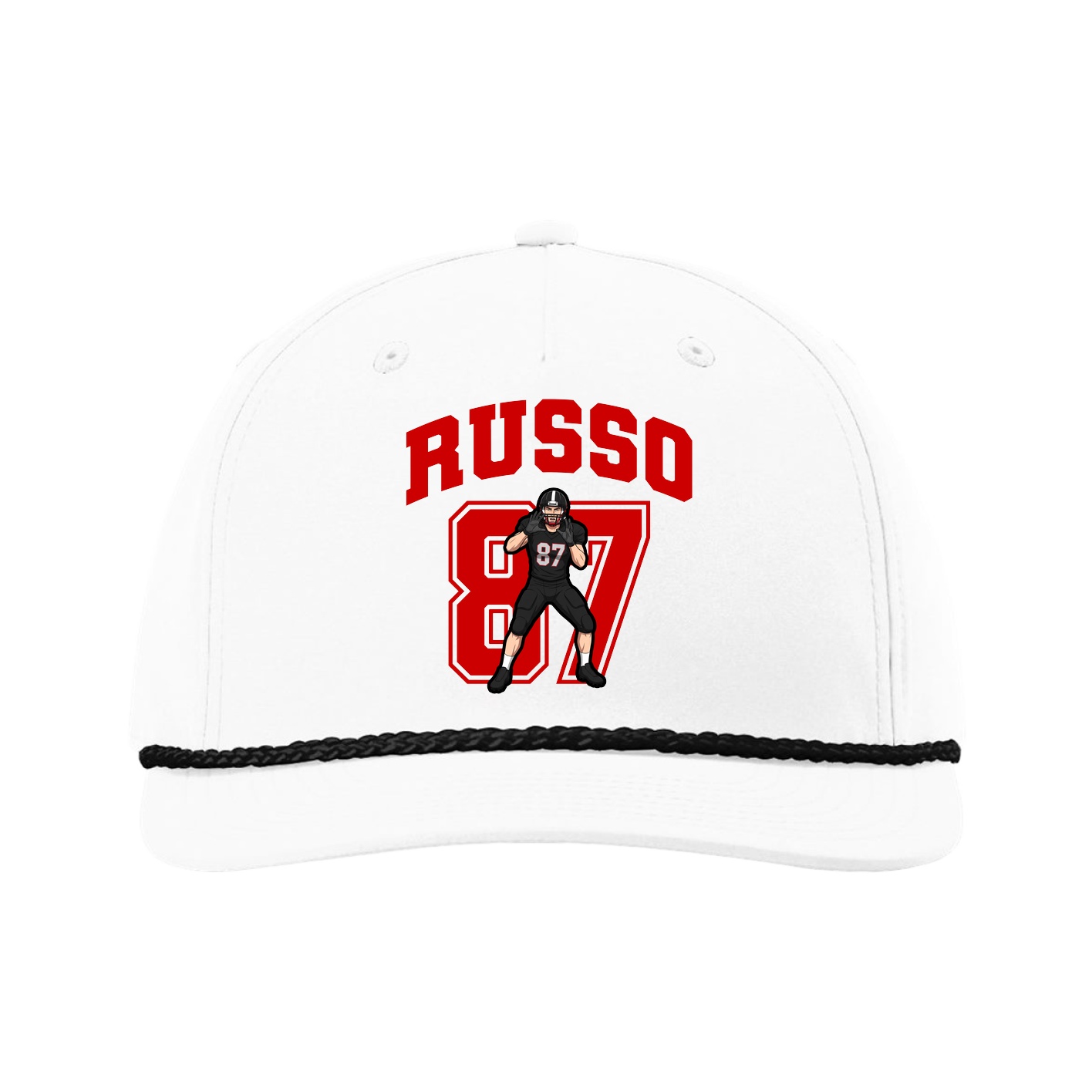 Five-Panel Classic Rope Cap — Number in White