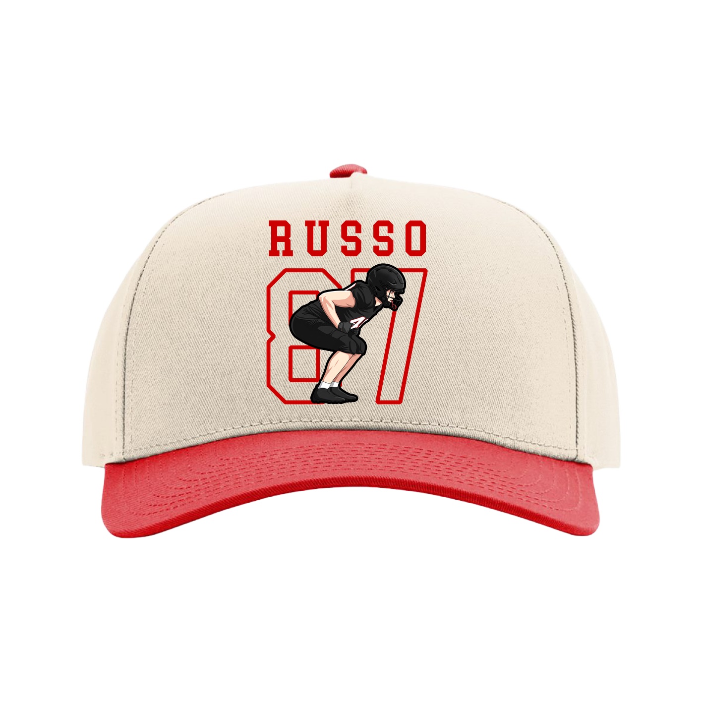 Full Fabric Five-Panel Champ Cap — Shirsey in Cream/Red