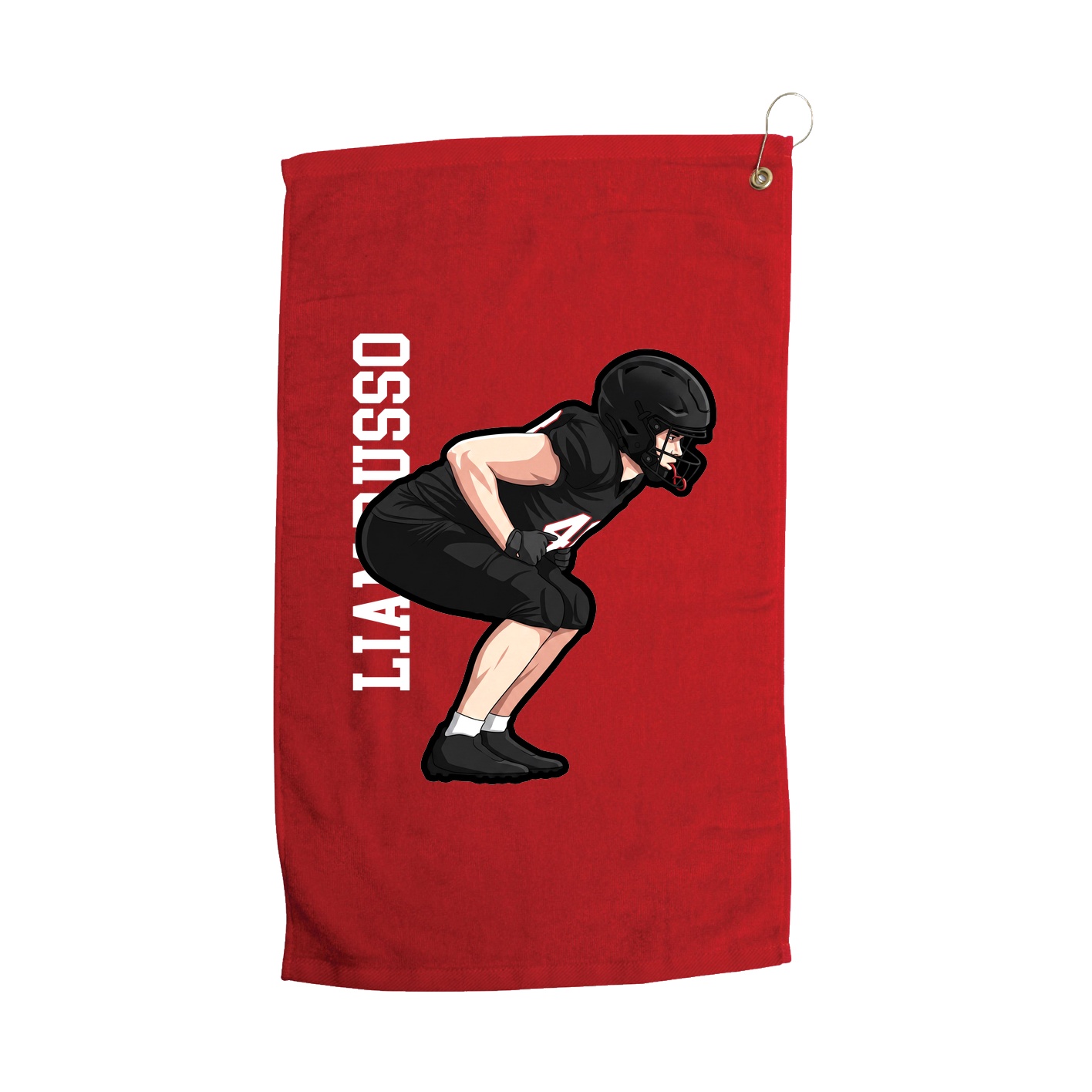 Golf Towel — Name Vertical in Red