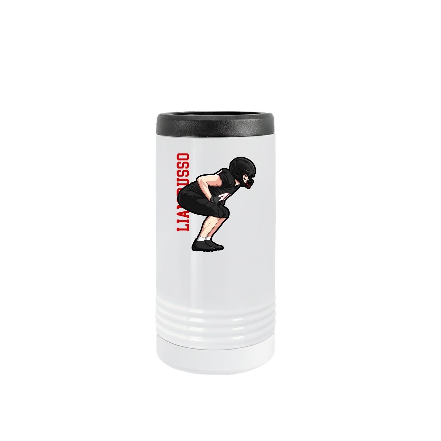 Slim Beverage Holder — Name Vertical in White