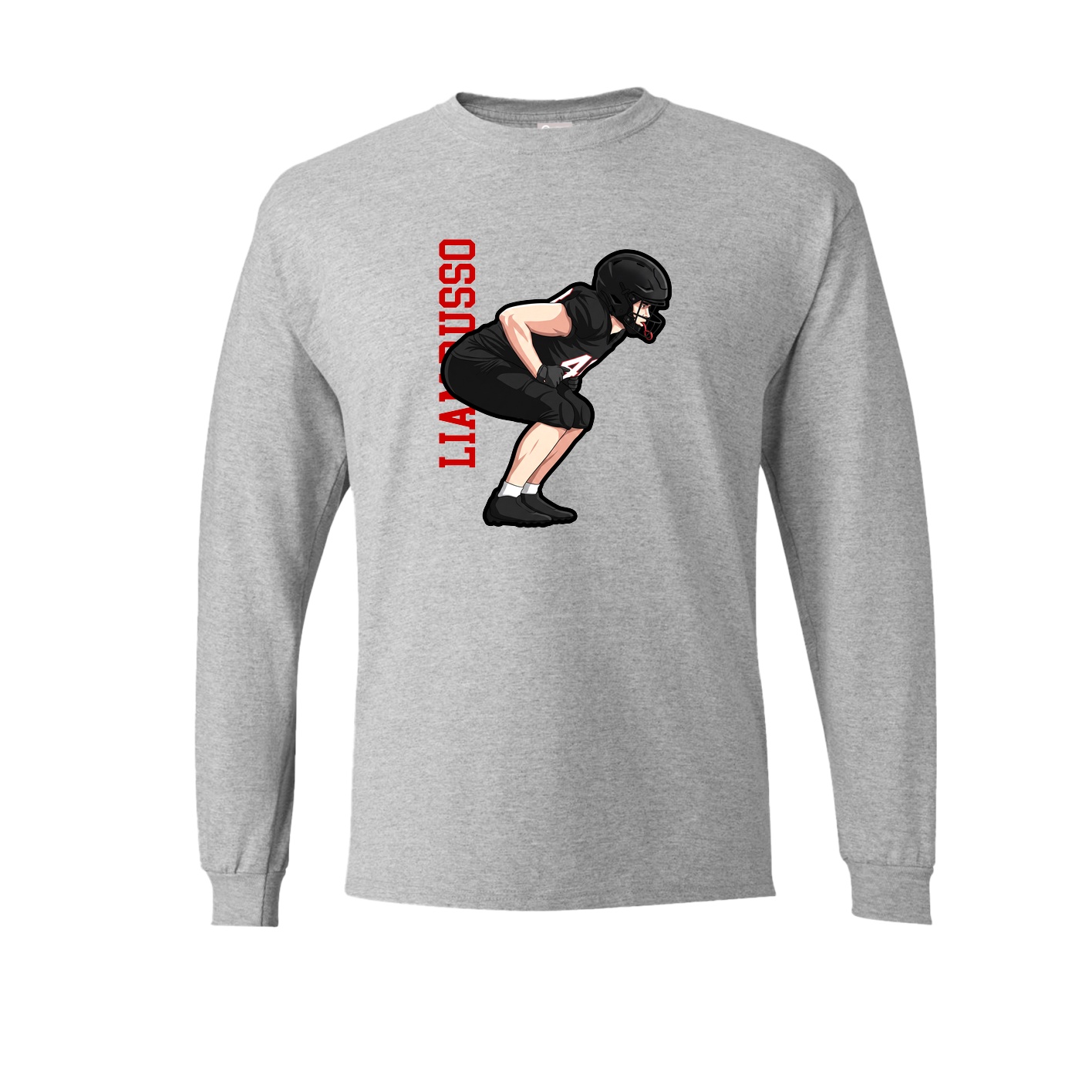 Long Sleeve Tee — Name Vertical in Grey