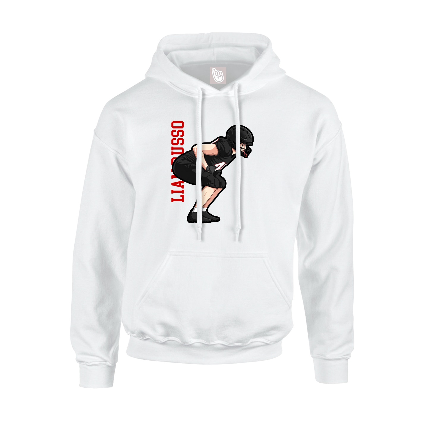 Youth Hoodie — Name Vertical in White