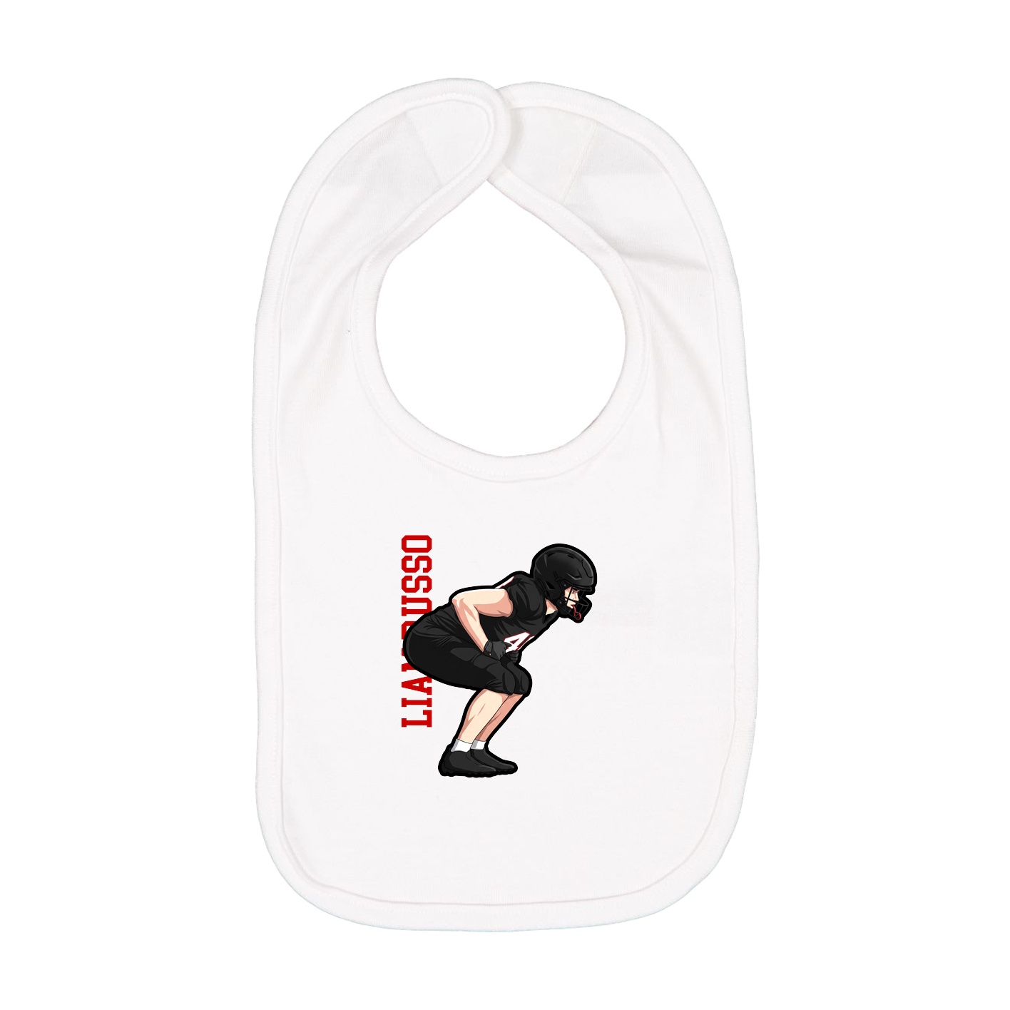 Infant Bib — Name Vertical in White