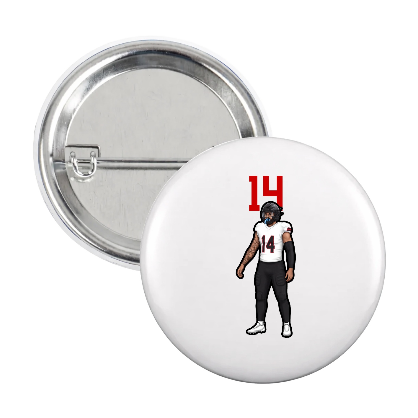 Game Day Button — Number Top in White