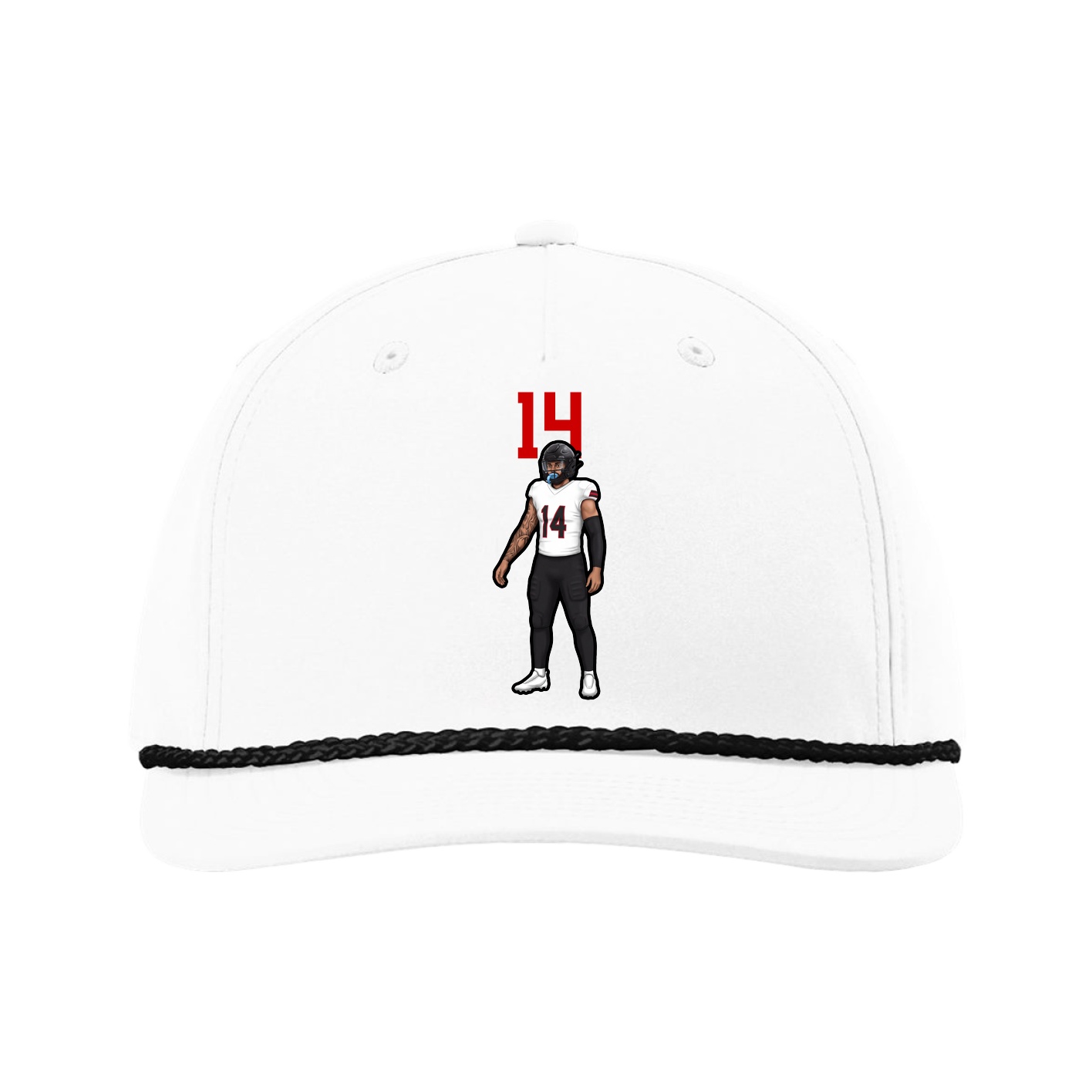 Five-Panel Classic Rope Cap — Number Top in White