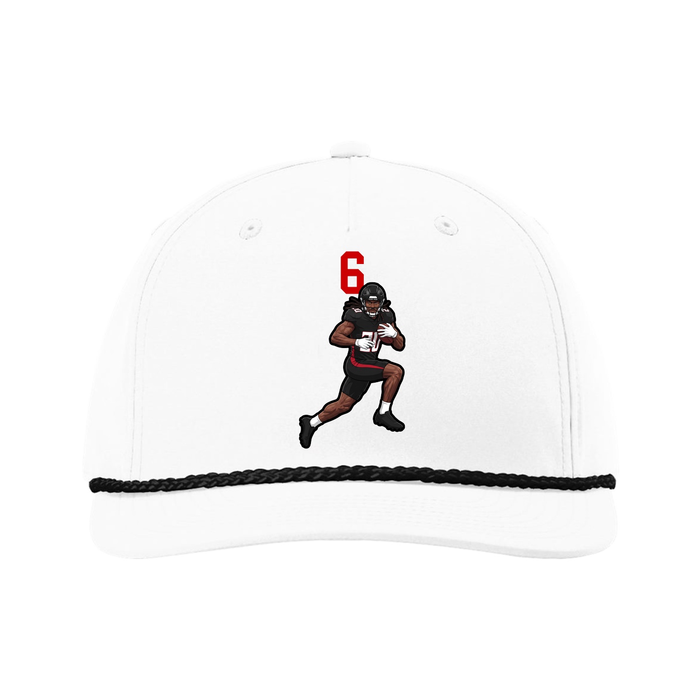 Five-Panel Classic Rope Cap — Number Top in White