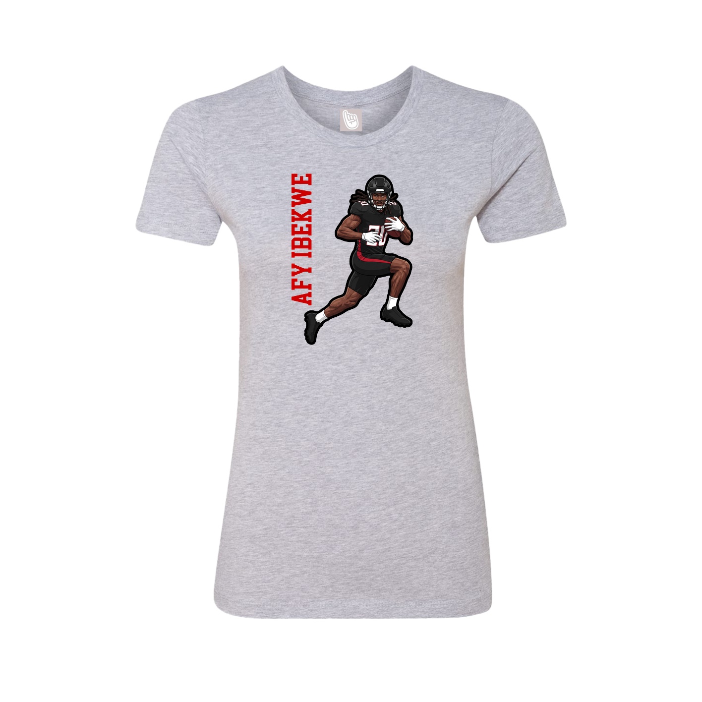 Fitted Women's Tee — Name Vertical in Grey