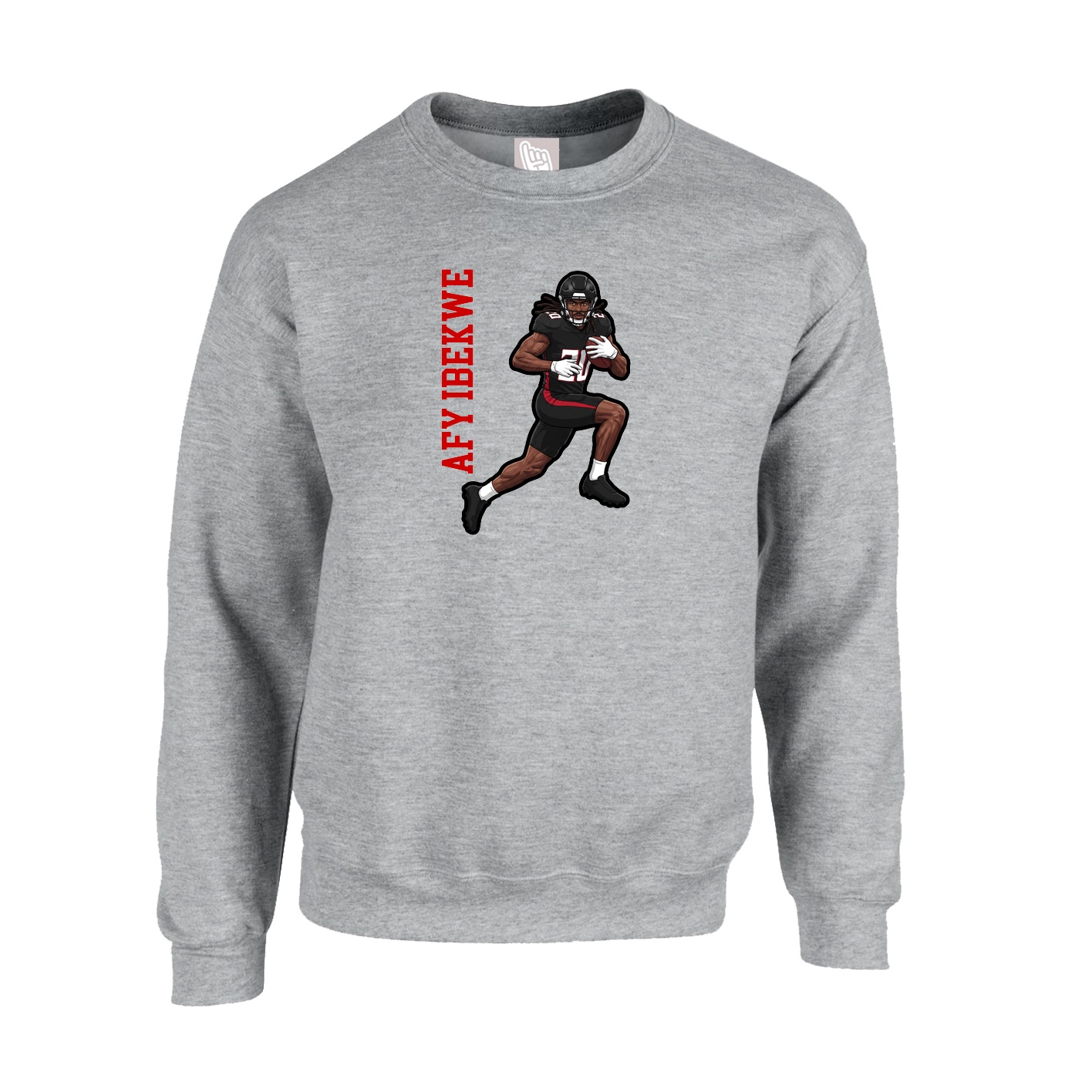 Fleece Crew — Name Vertical in Grey