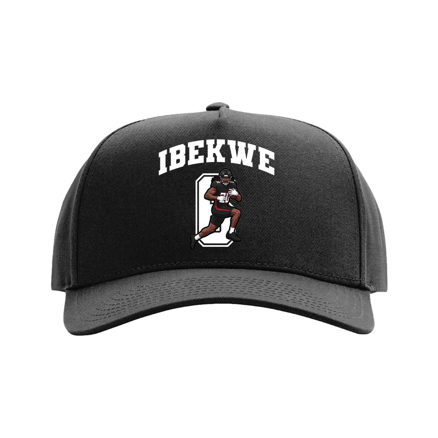 Full Fabric Five-Panel Champ Cap — Number in Black