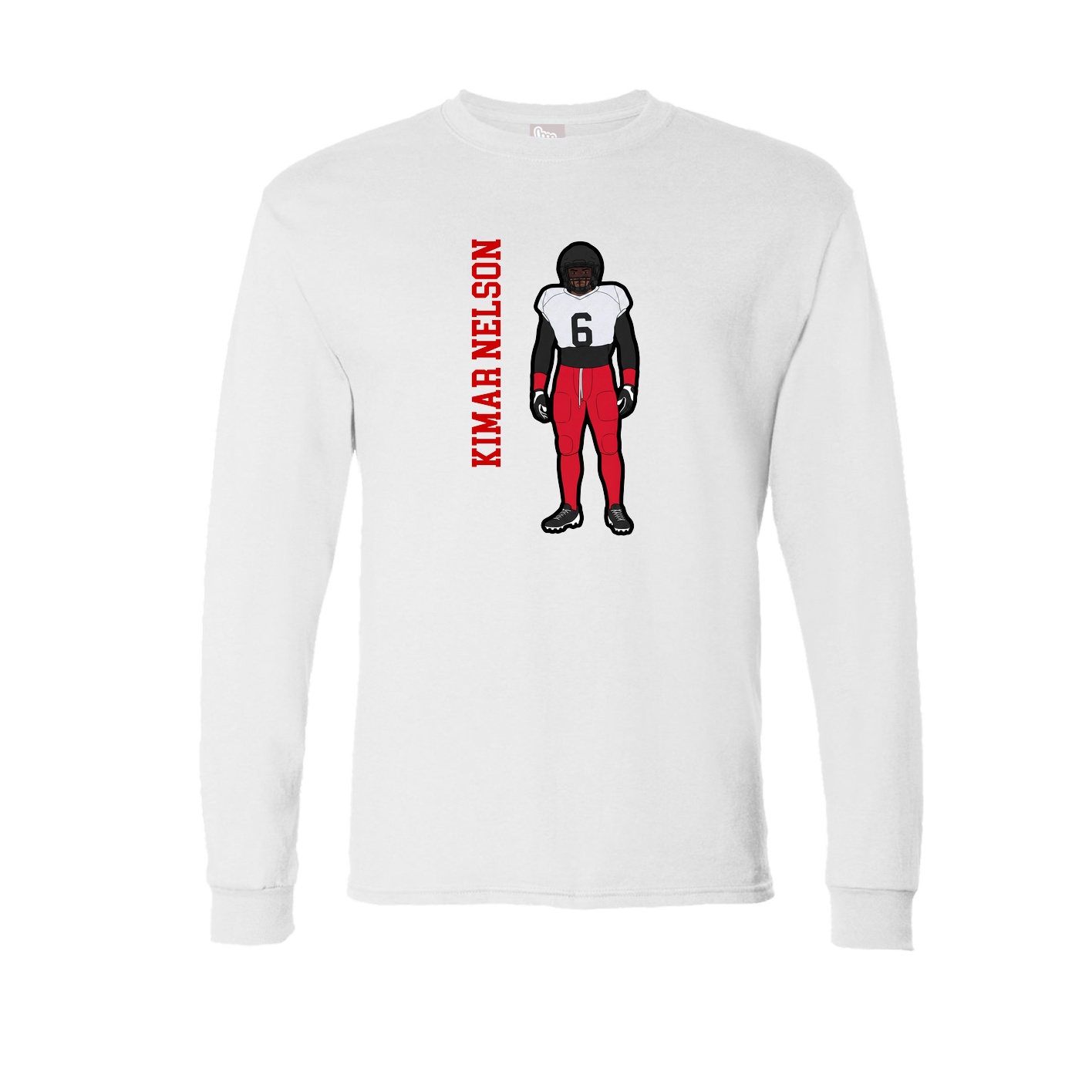 Long Sleeve Tee — Name Vertical in White