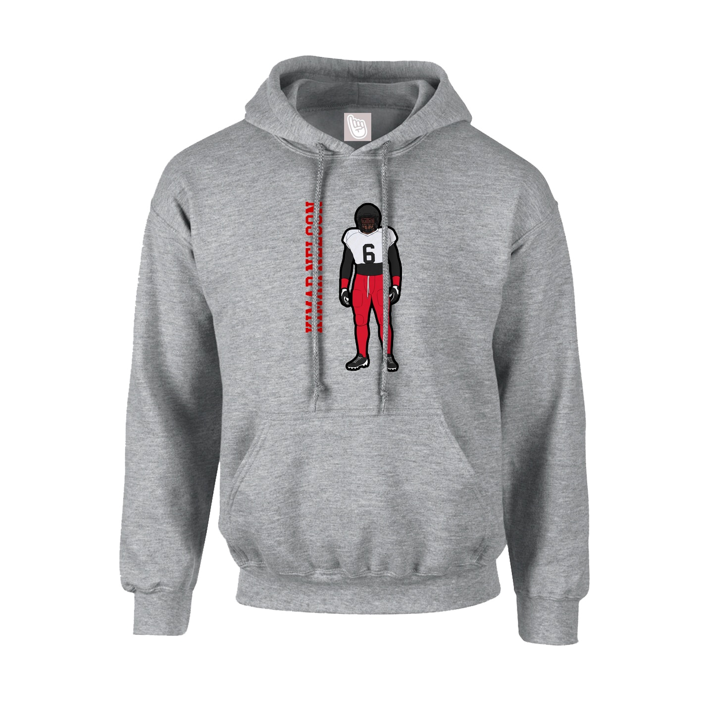 Hoodie — Name Vertical in Grey