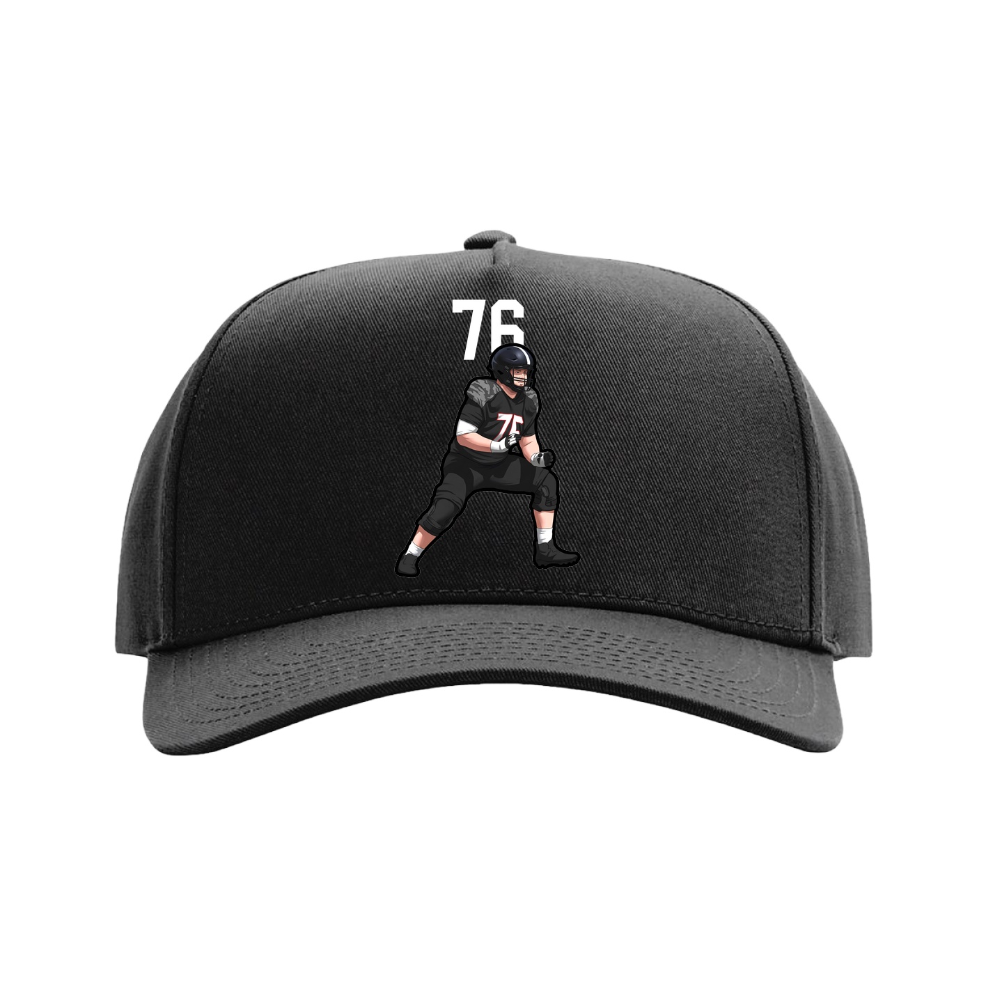 Full Fabric Five-Panel Champ Cap — Number Top in Black