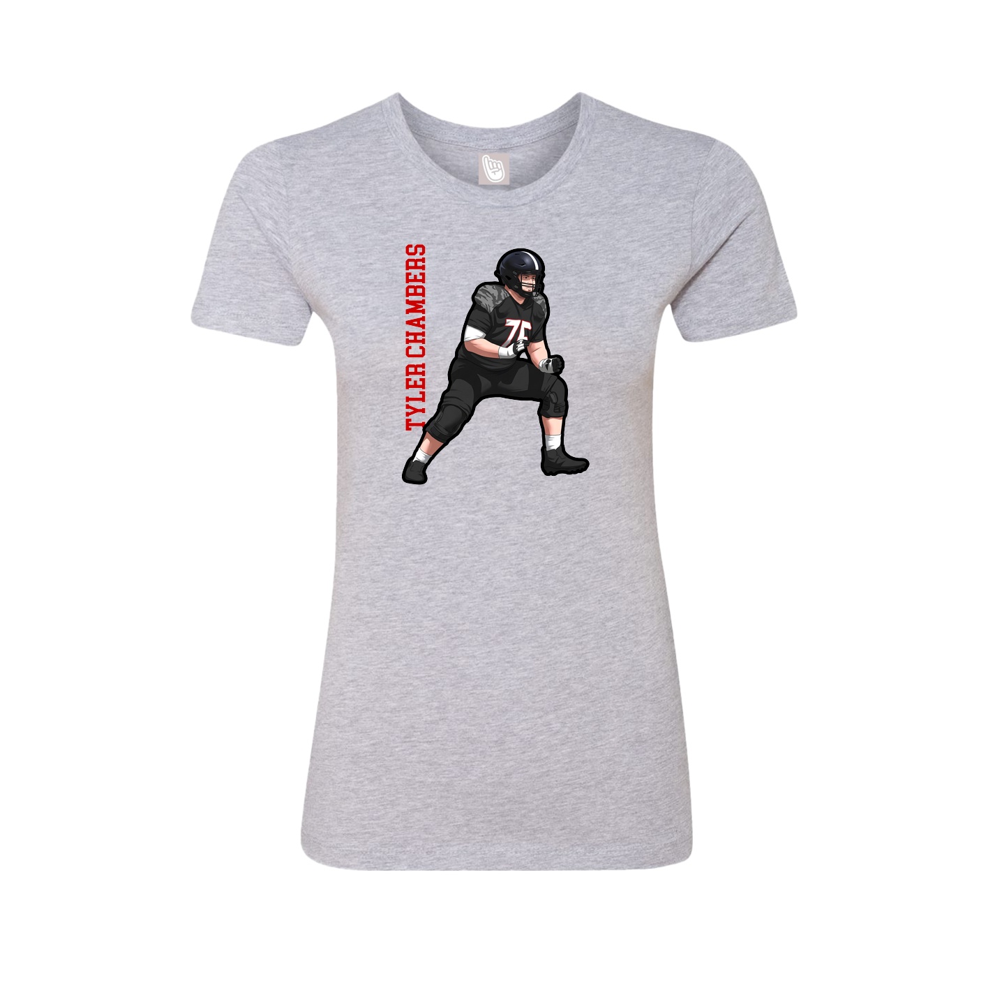 Fitted Women's Tee — Name Vertical in Grey