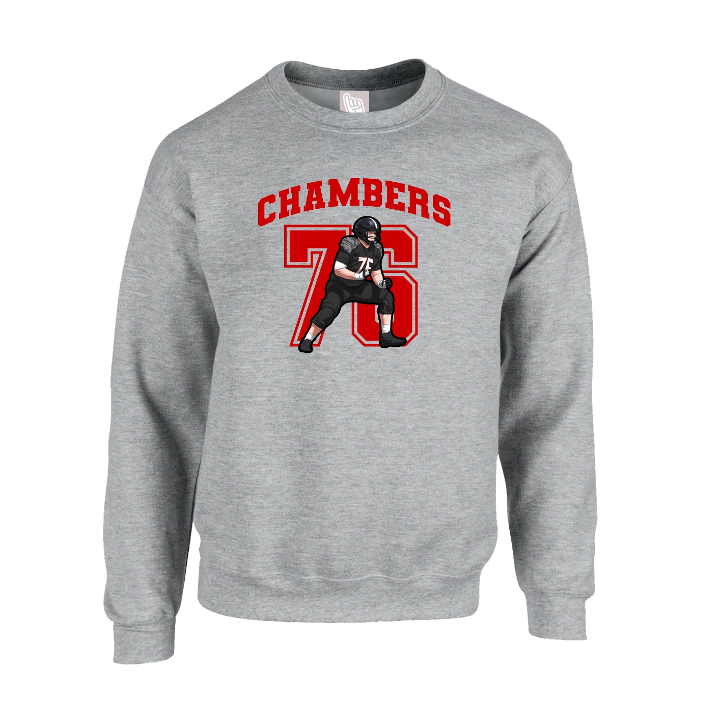 Fleece Crew — Number in Grey