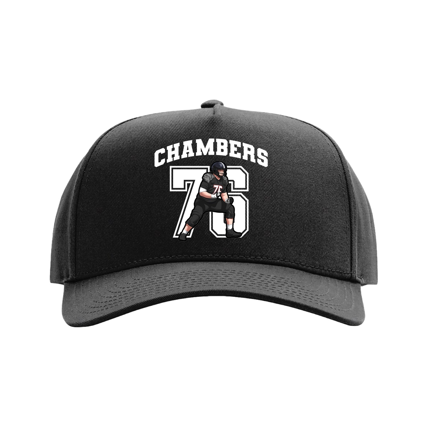 Full Fabric Five-Panel Champ Cap — Number in Black