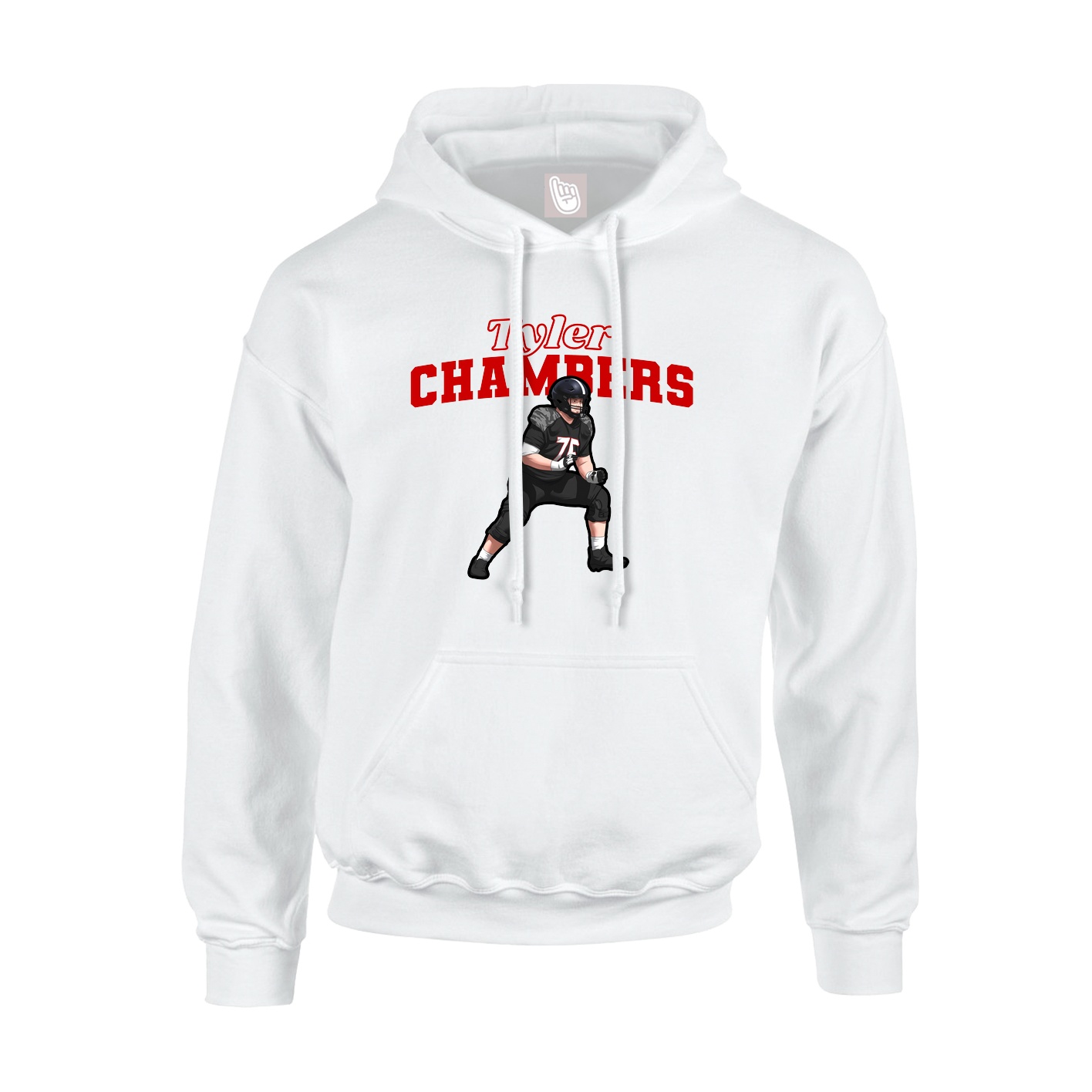 Youth Hoodie — Name Arch in White