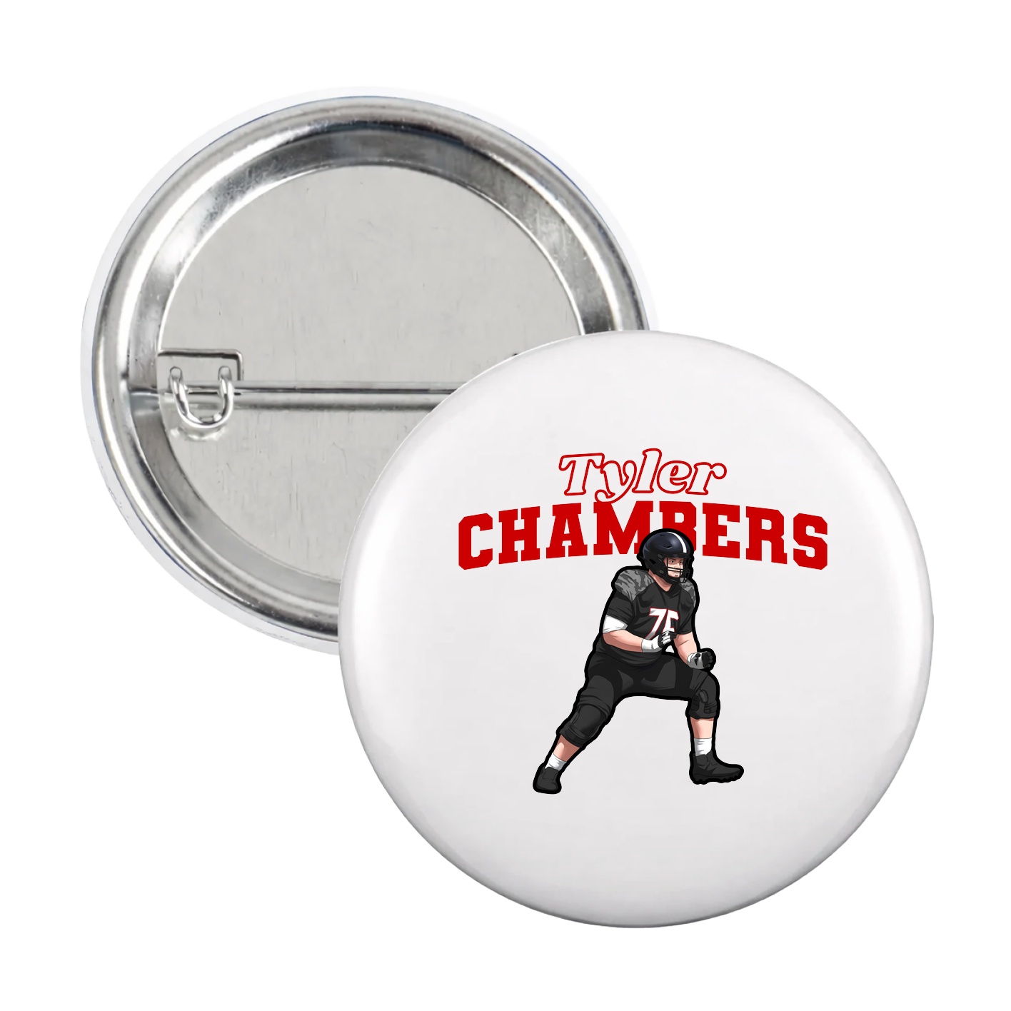 Game Day Button — Name Arch in White