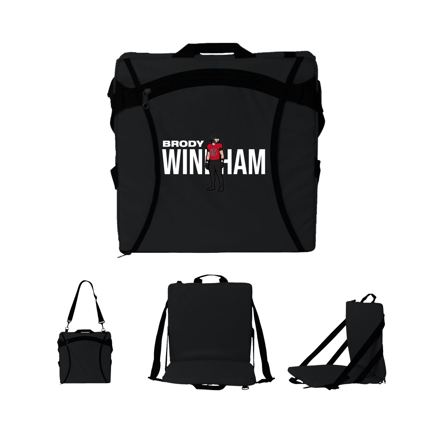 Folding Stadium Seat — Player Name in Black