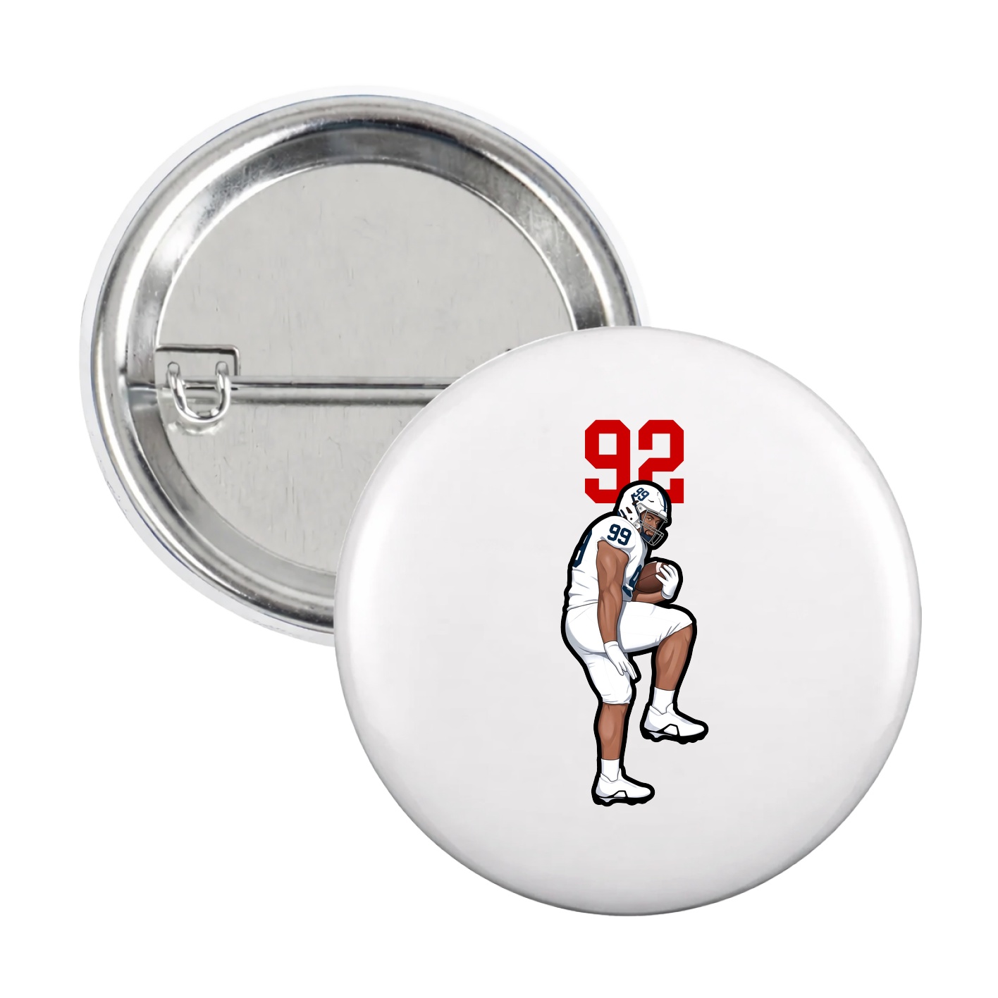 Game Day Button — Number Top in White