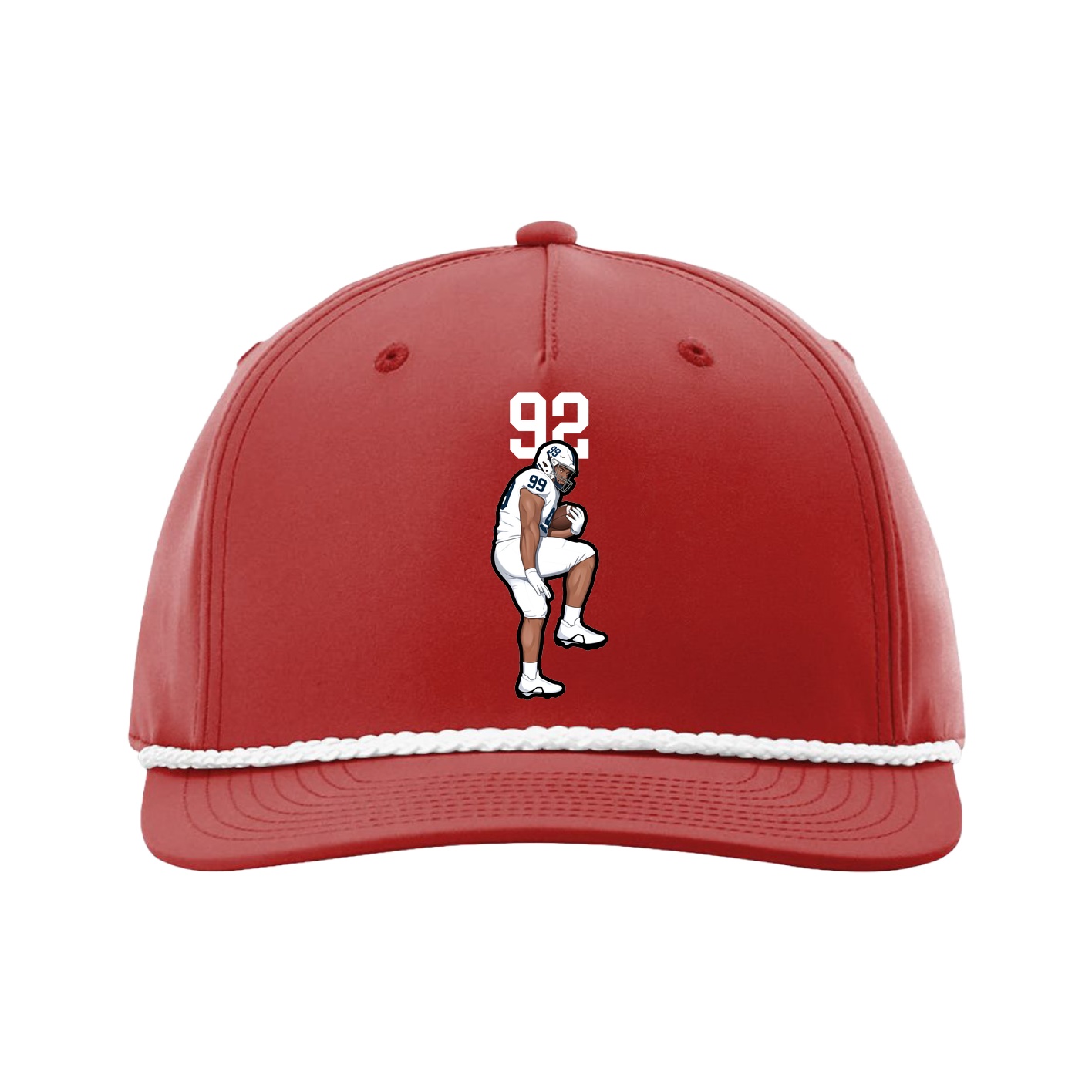 Five-Panel Classic Rope Cap — Number Top in Red