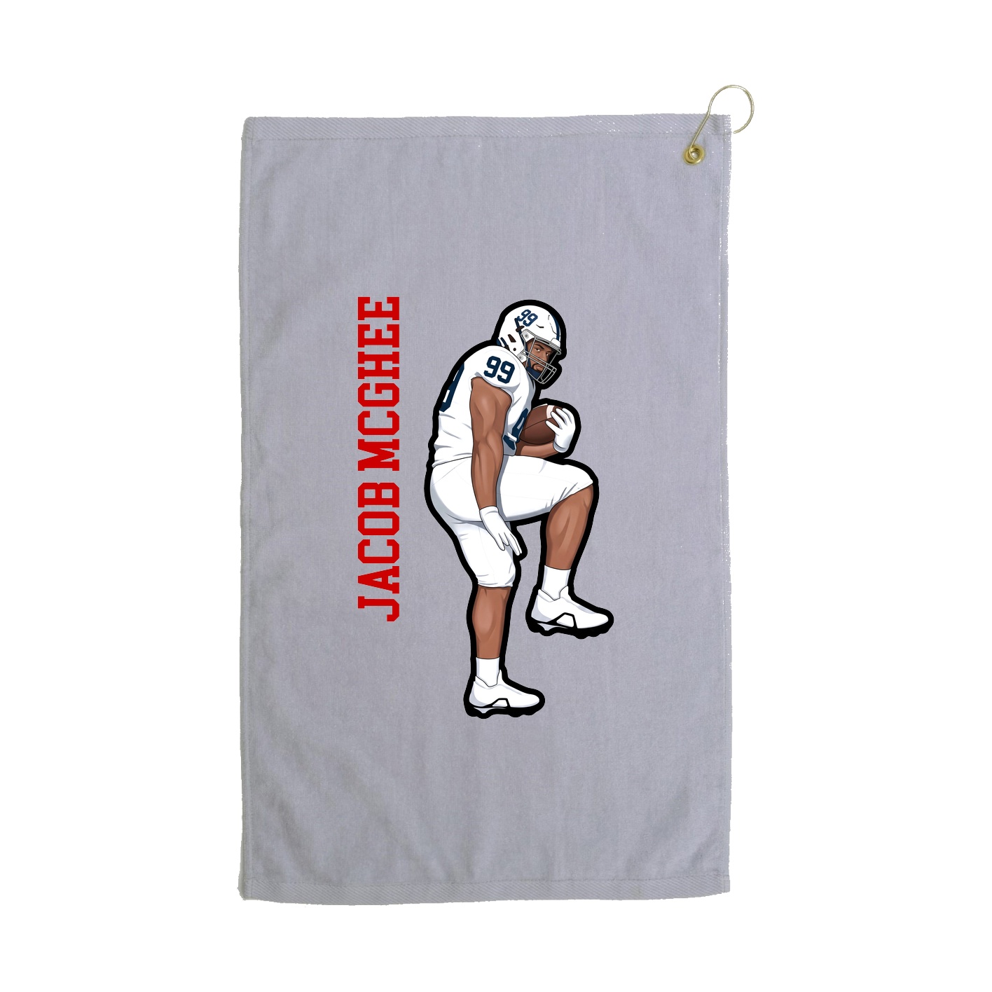 Golf Towel — Name Vertical in Grey