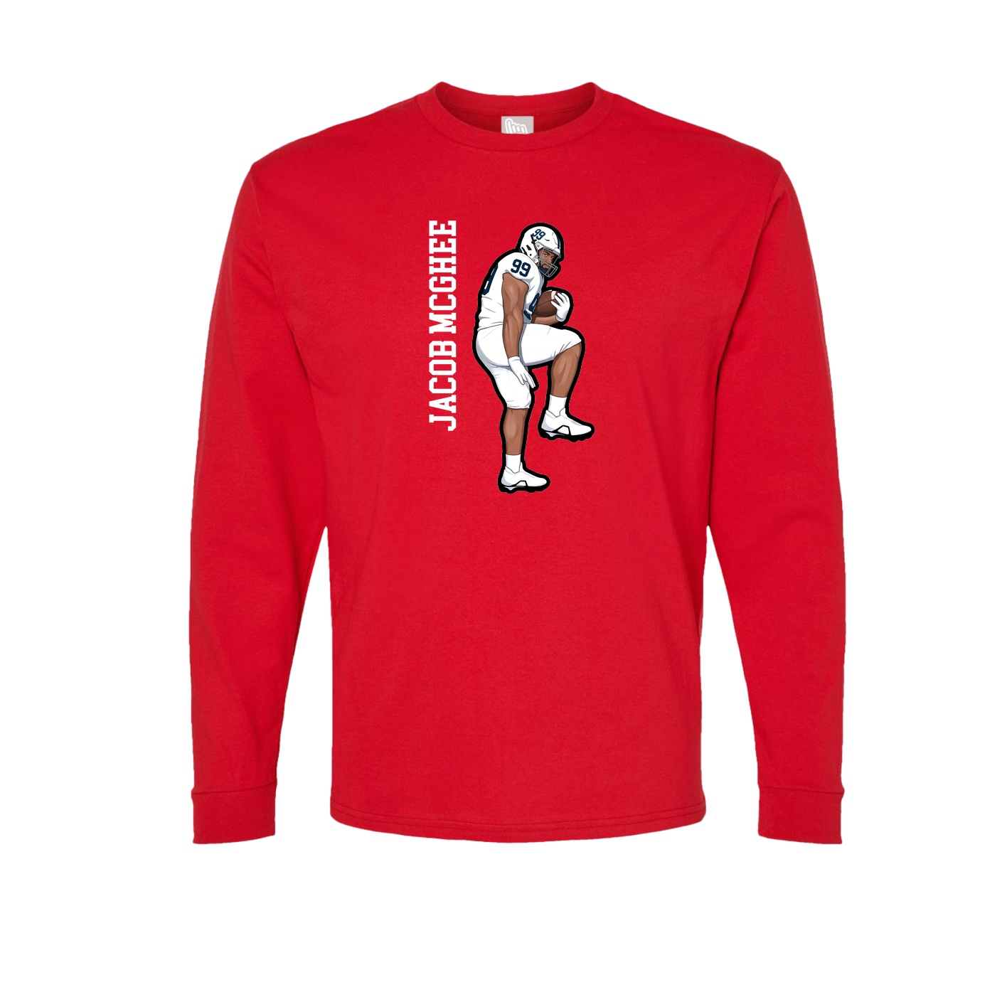 Long Sleeve Tee — Name Vertical in Red