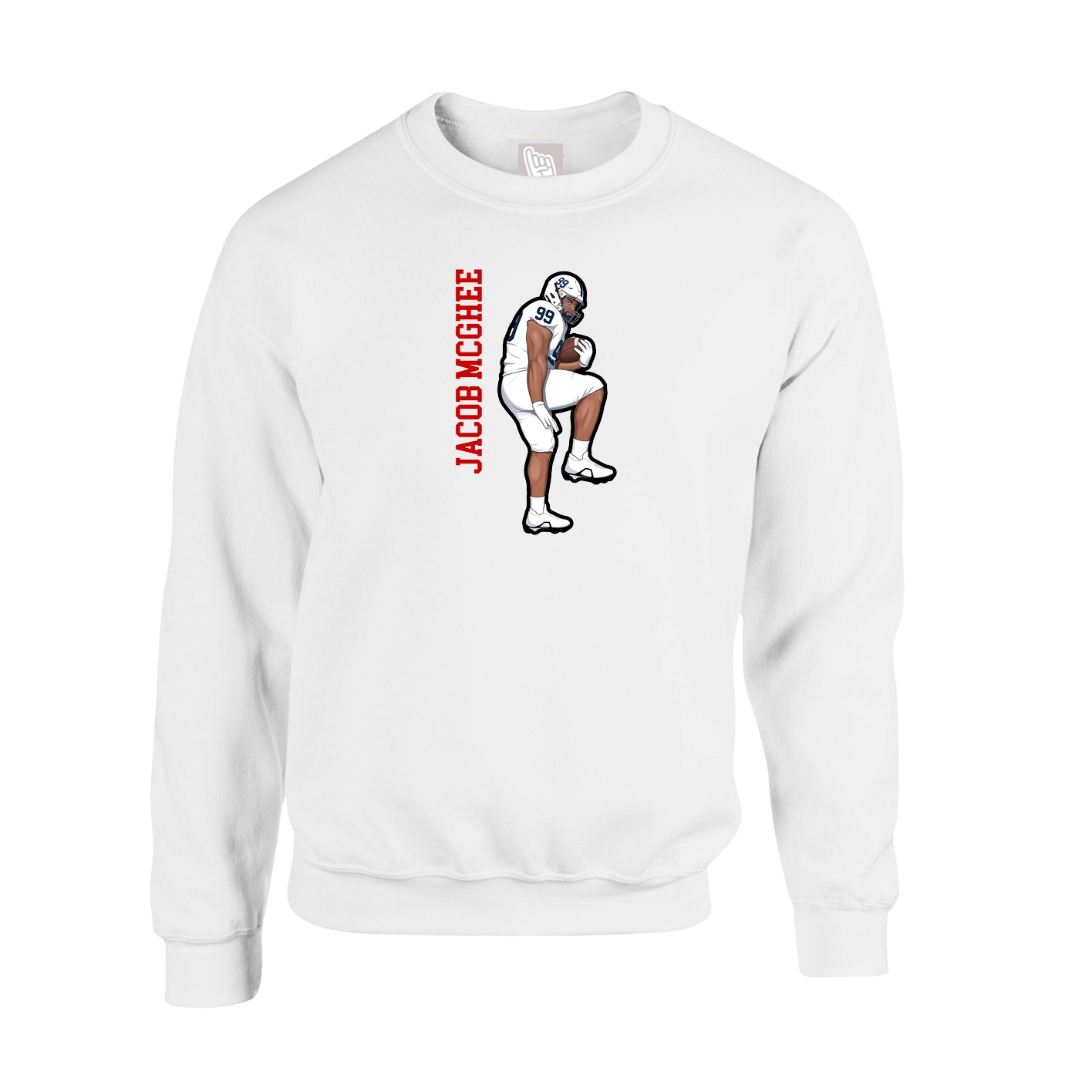 Fleece Crew — Name Vertical in White