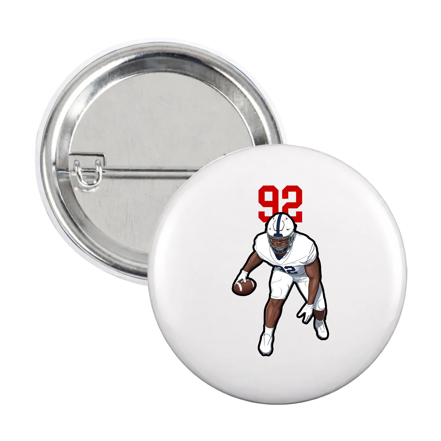 Game Day Button — Number Top in White