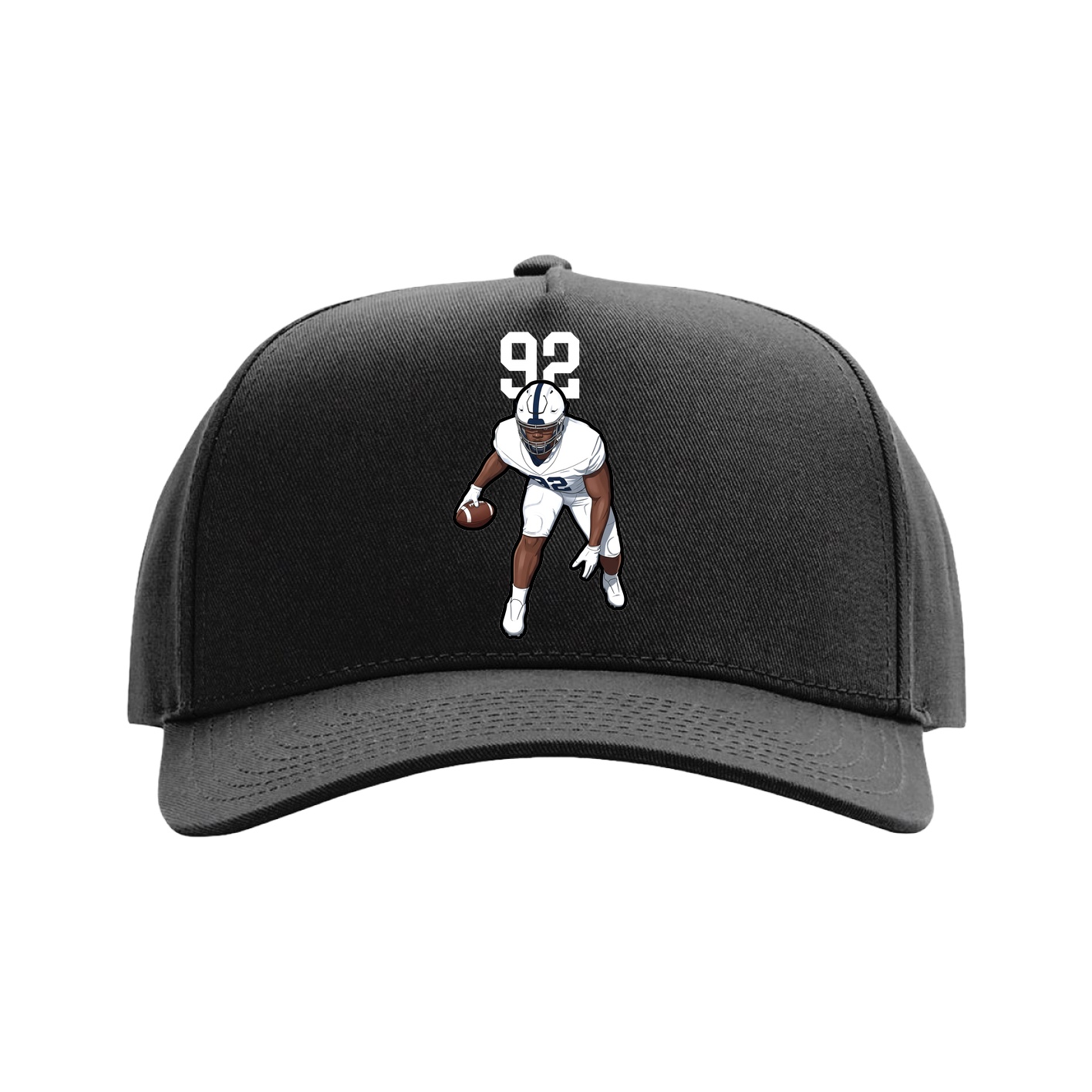 Full Fabric Five-Panel Champ Cap — Number Top in Black