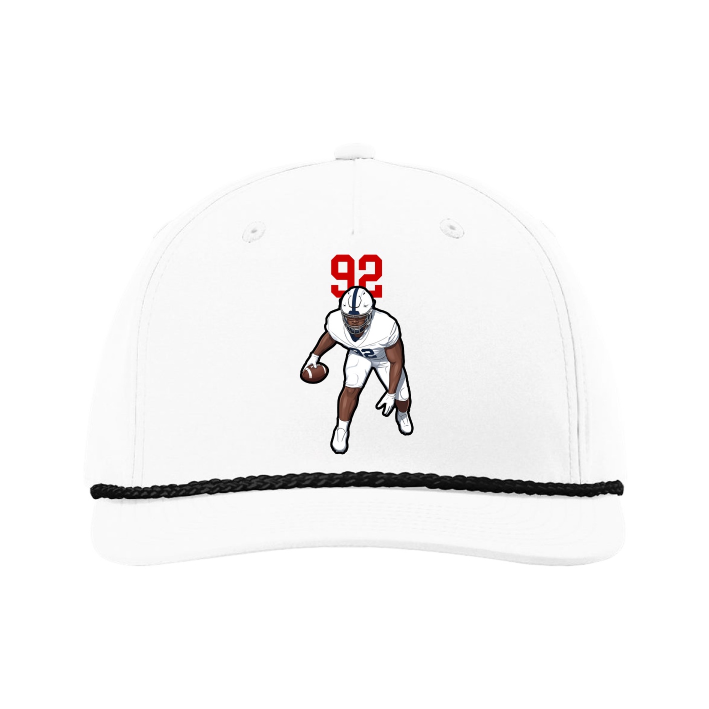 Five-Panel Classic Rope Cap — Number Top in White