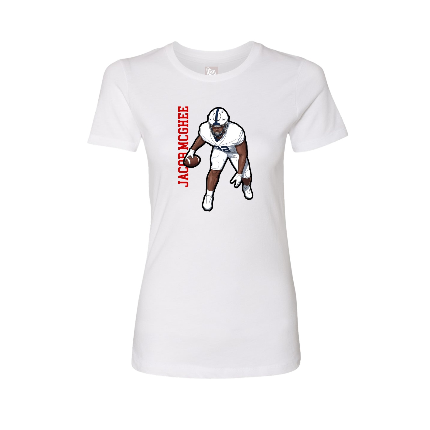 Womens Tee — Name Vertical in White