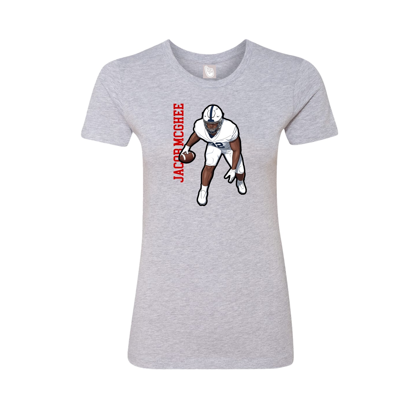 Fitted Women's Tee — Name Vertical in Grey