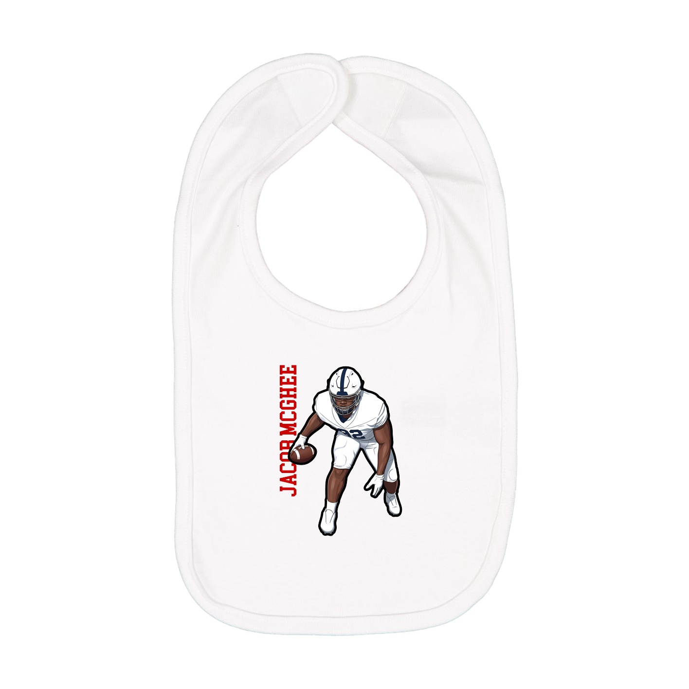 Infant Bib — Name Vertical in White