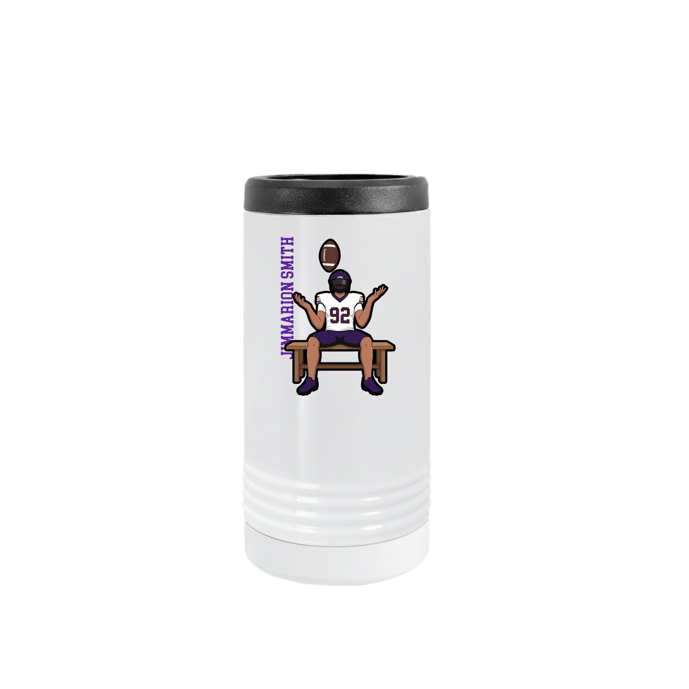 Slim Beverage Holder — Name Vertical in White