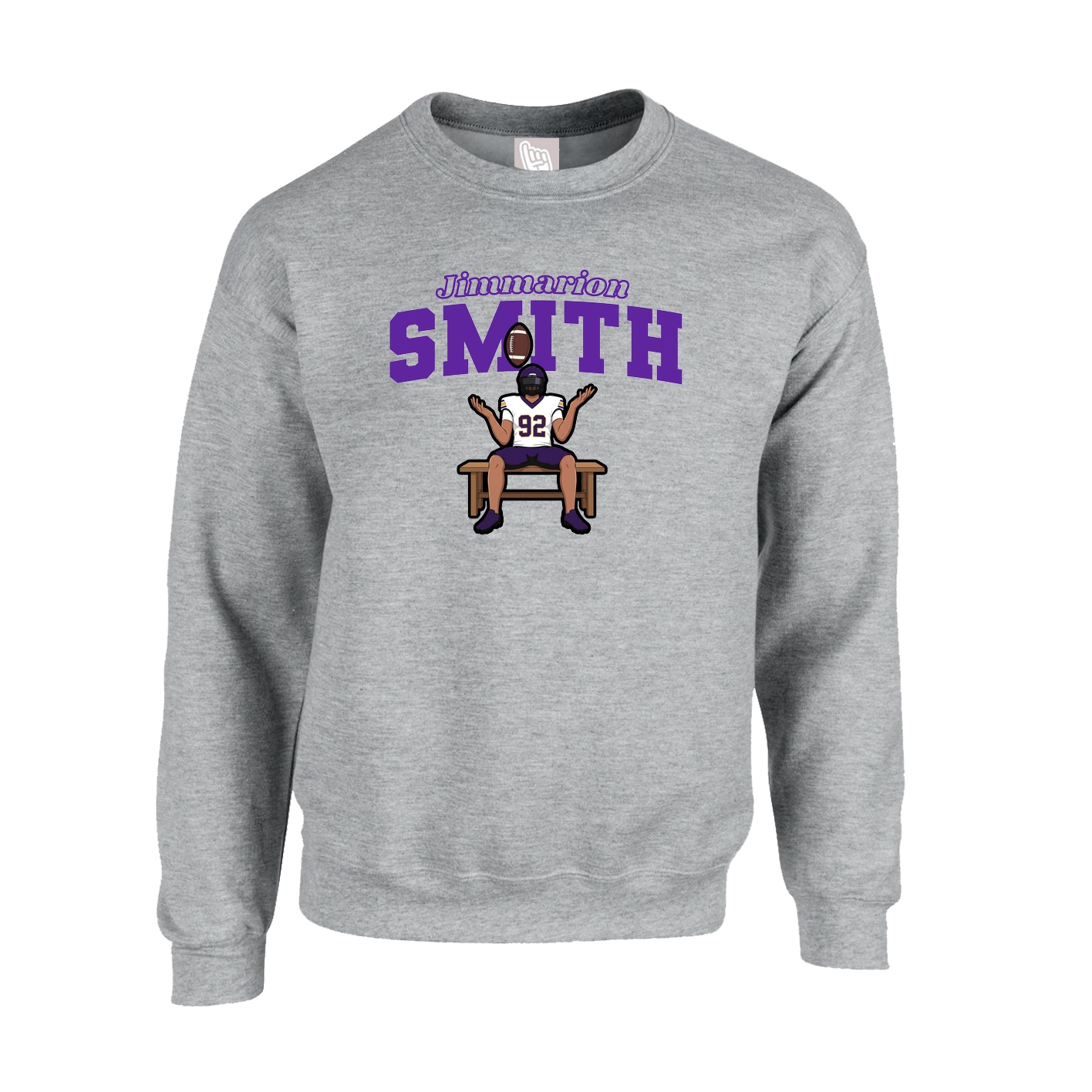 Fleece Crew — Name Arch in Grey