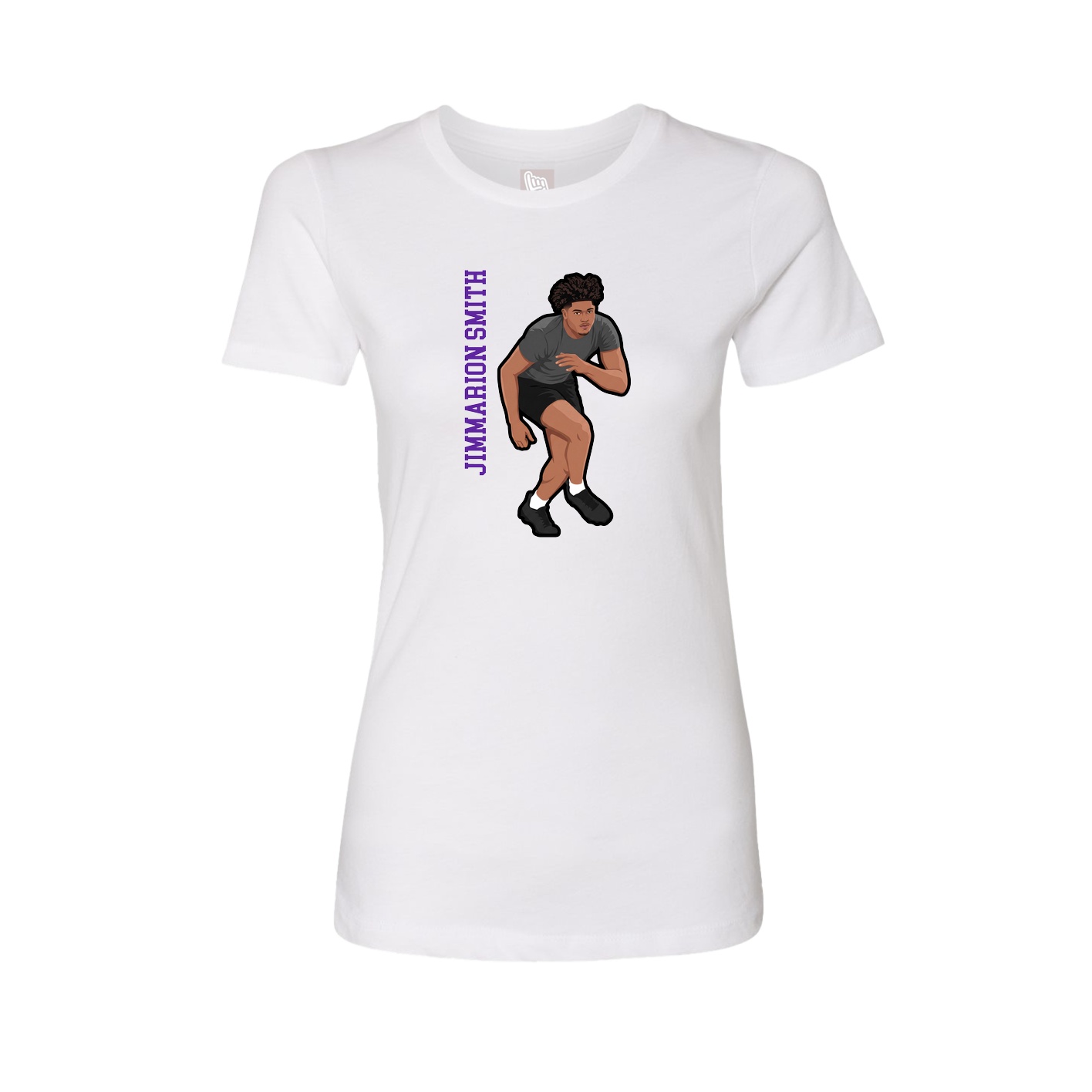 Womens Tee — Name Vertical in White