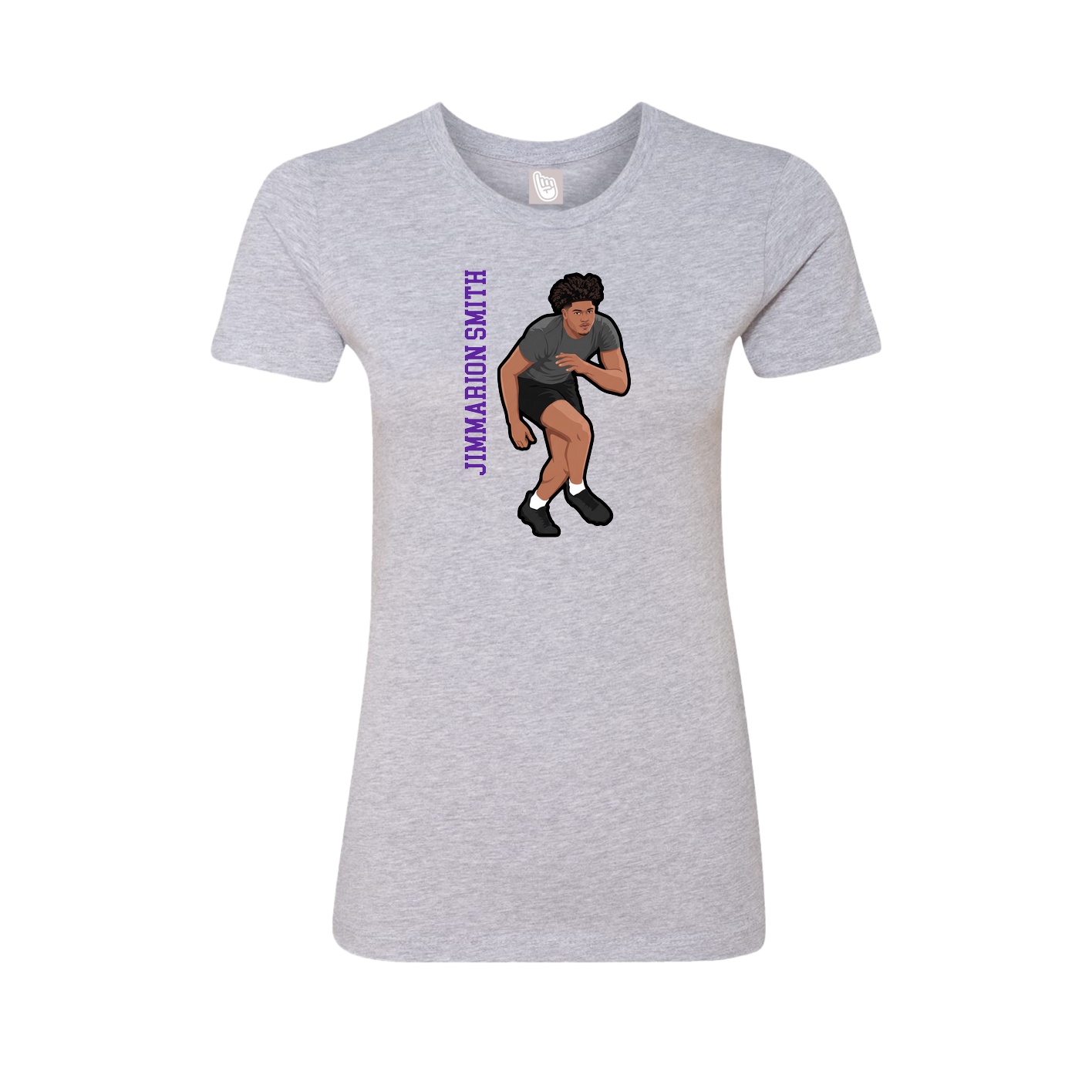 Fitted Women's Tee — Name Vertical in Grey