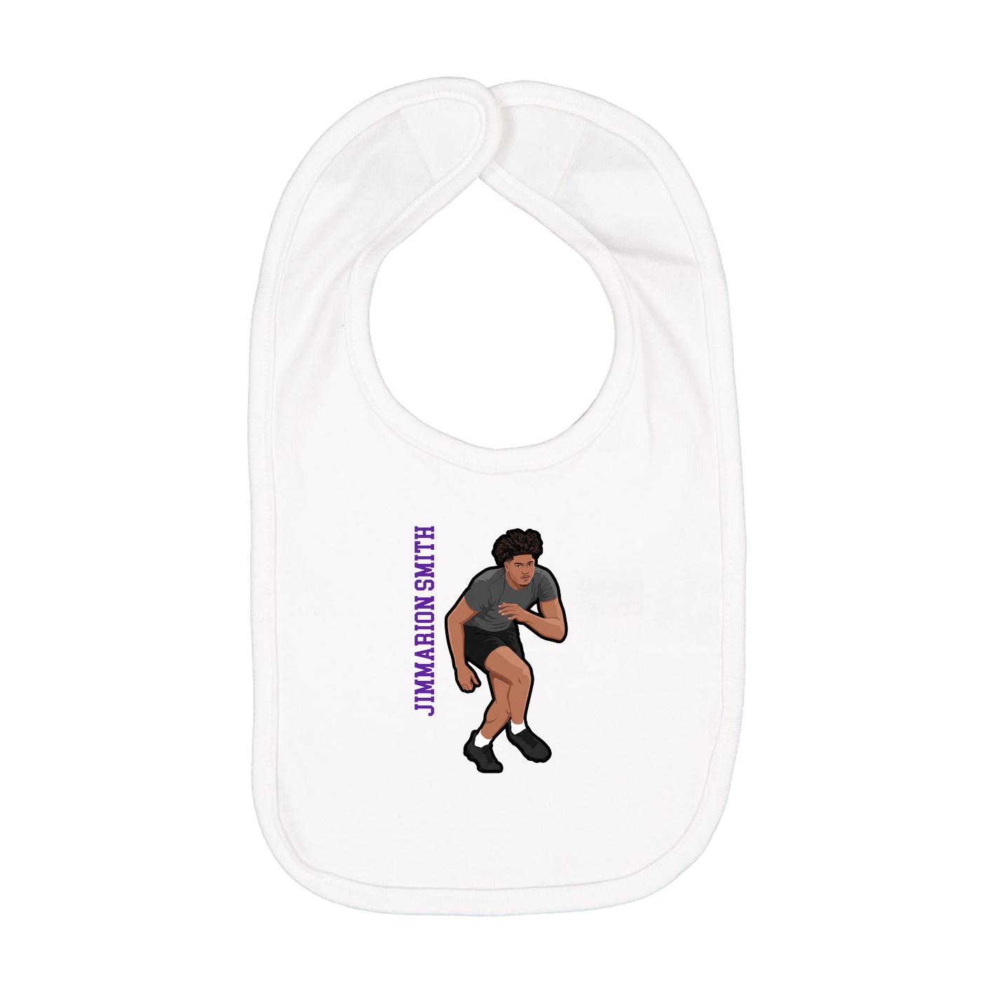 Infant Bib — Name Vertical in White