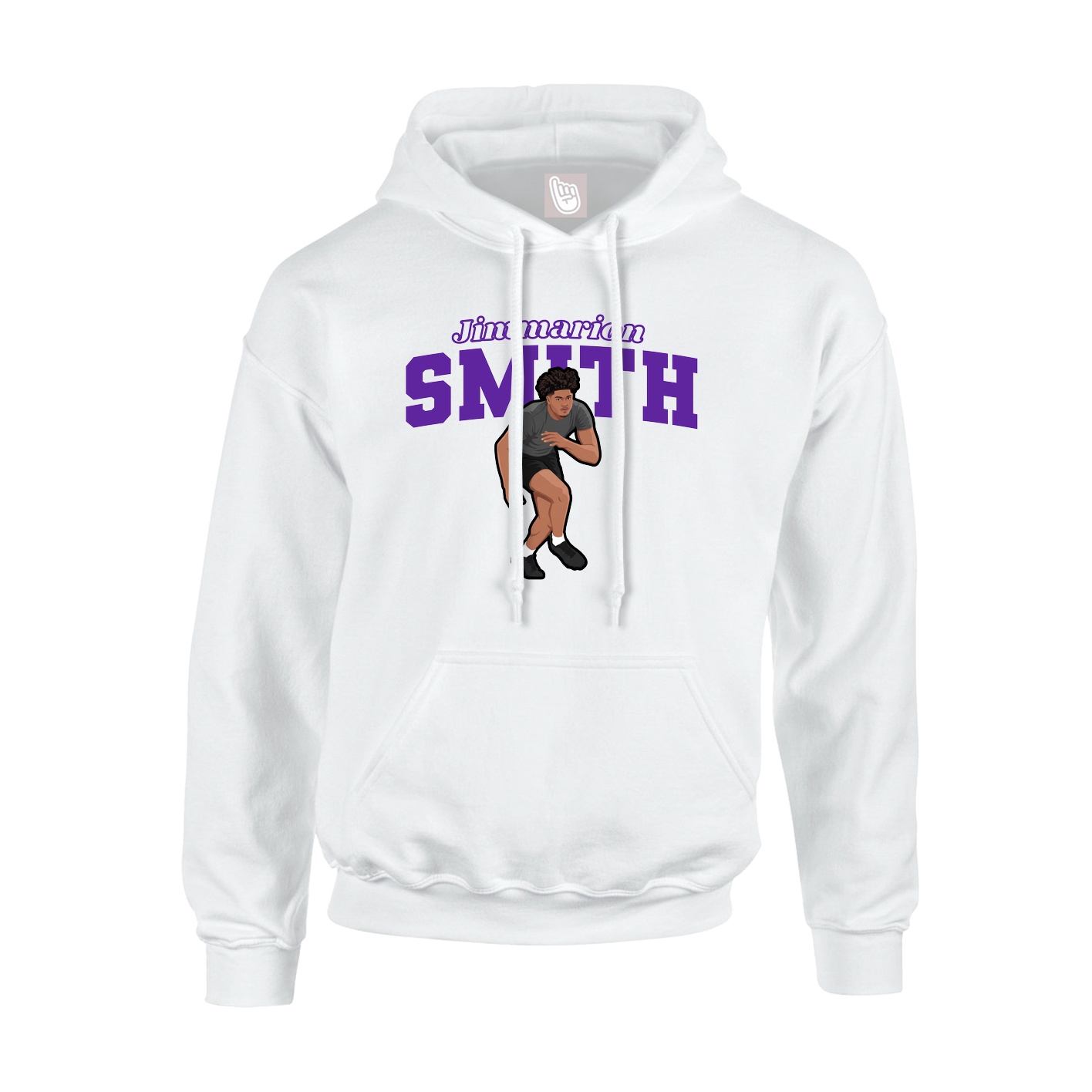 Youth Hoodie — Name Arch in White
