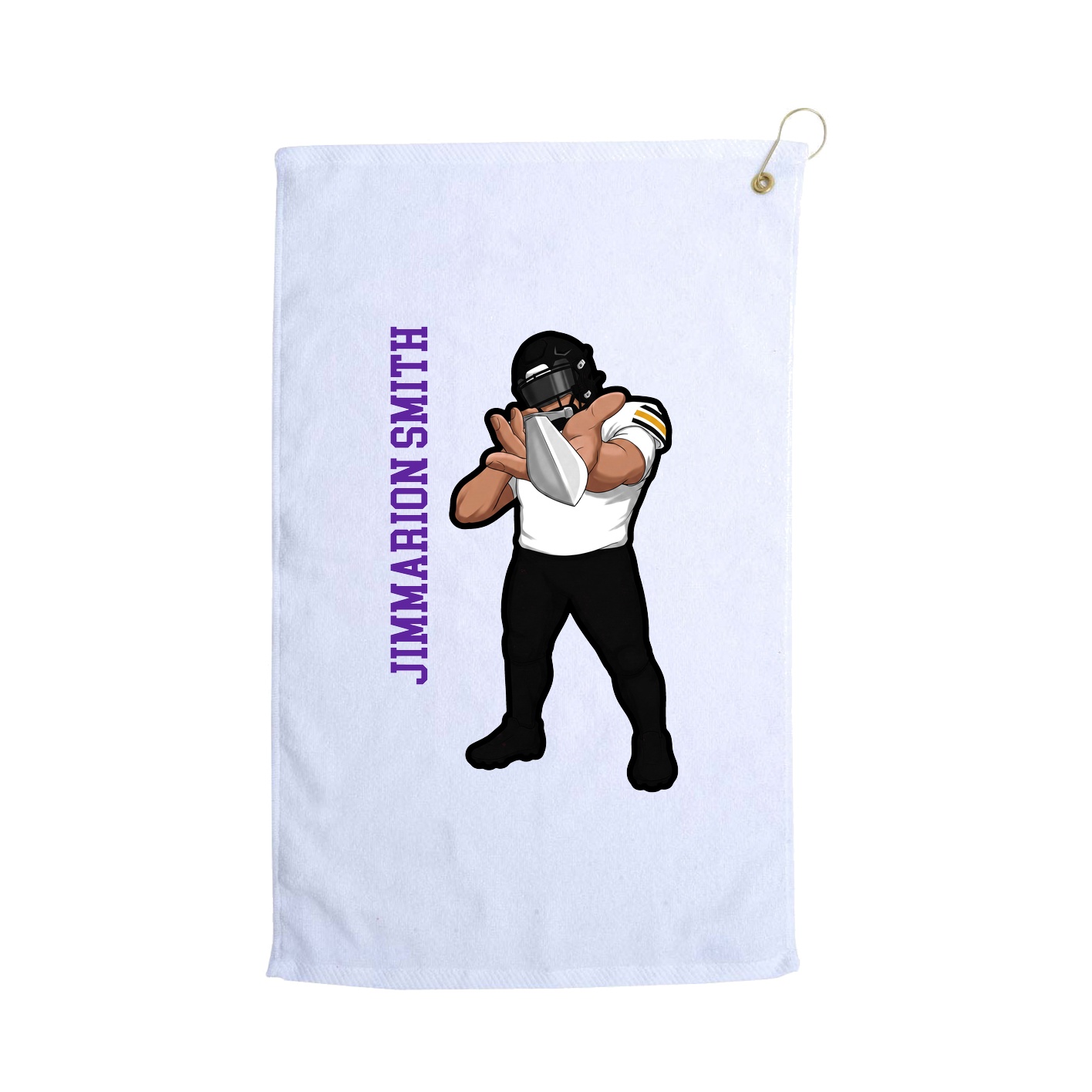 Golf Towel — Name Vertical in White